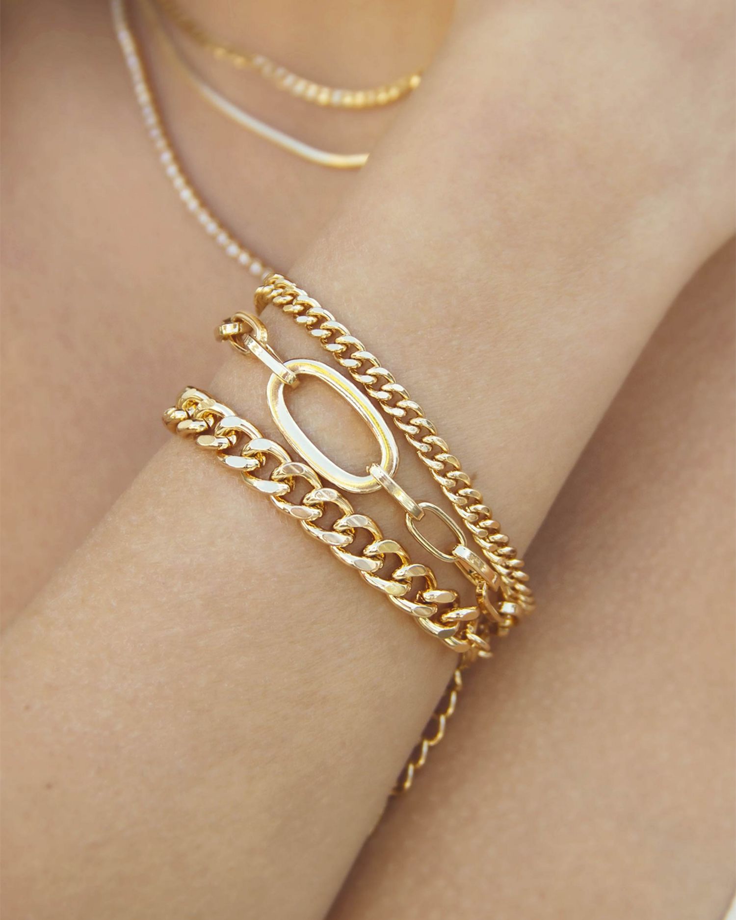 Chain Game Link Bracelets in 18K Gold Plated, Set of 3