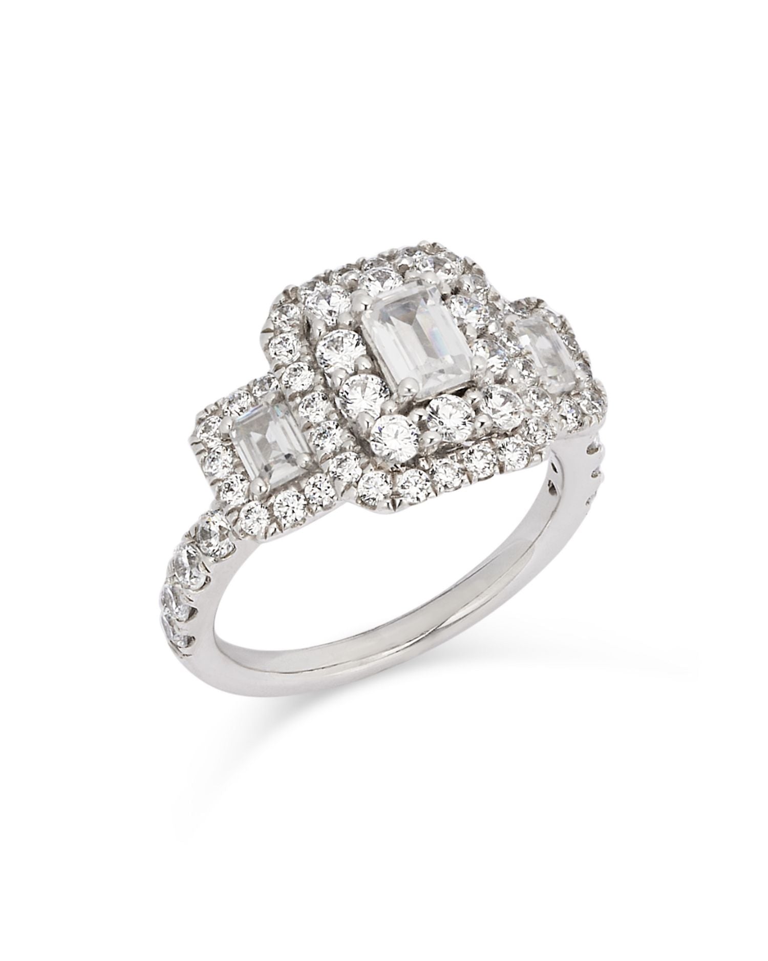 Diamond Octagon & Round Halo Engagement Ring in 14K White Gold, 2.5 ct. t.w