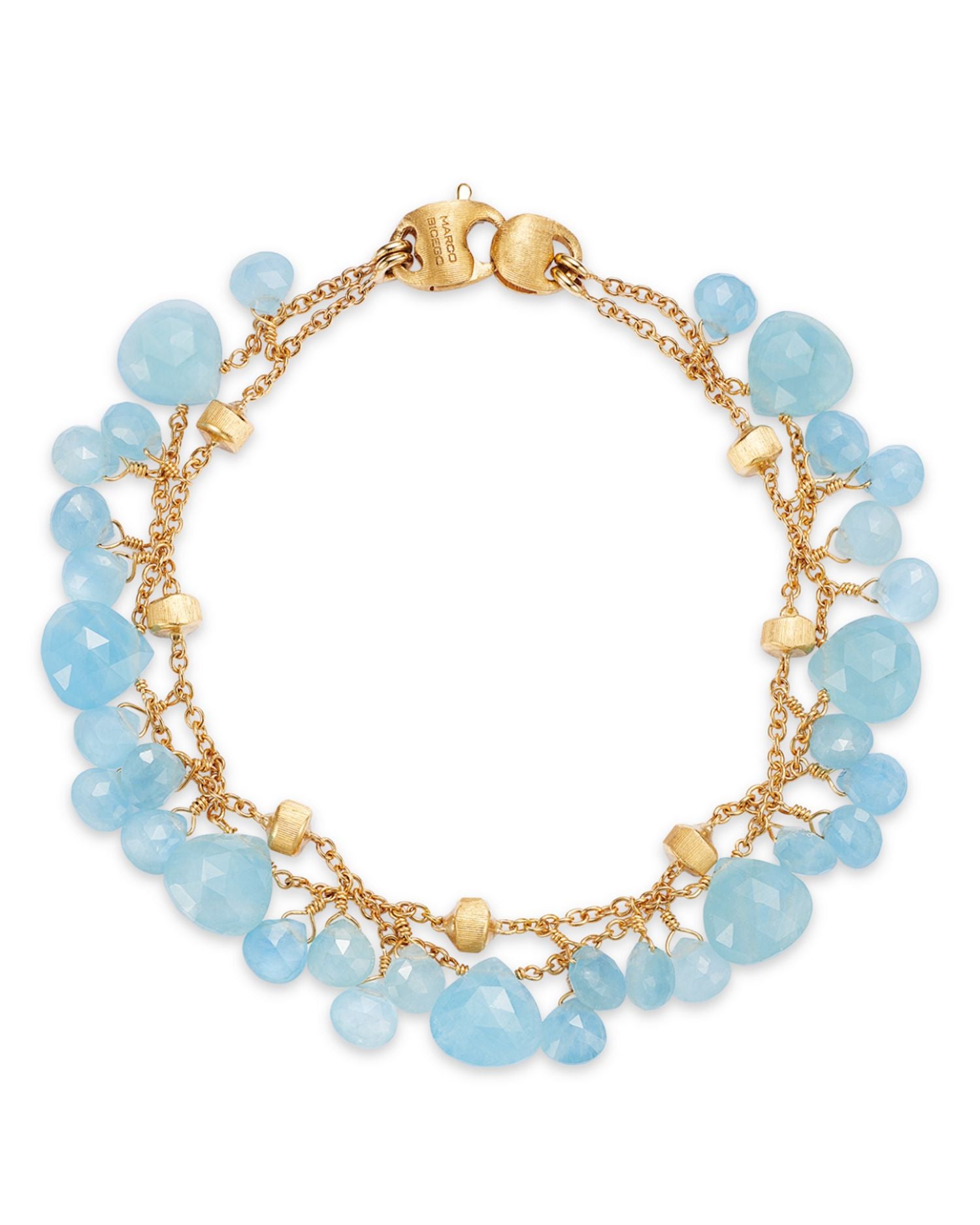 18K Yellow Gold Paradise Aquamarine Dangle Two Strand Bracelet - Exclusive