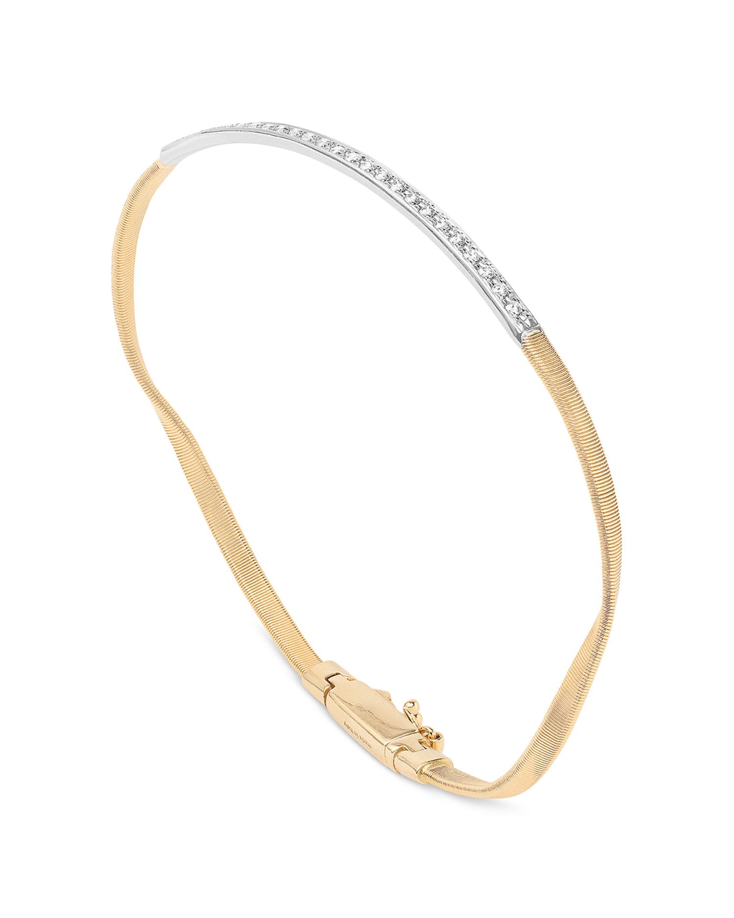 18K White & Yellow Gold Marrakech Diamond Twist Bangle Bracelet