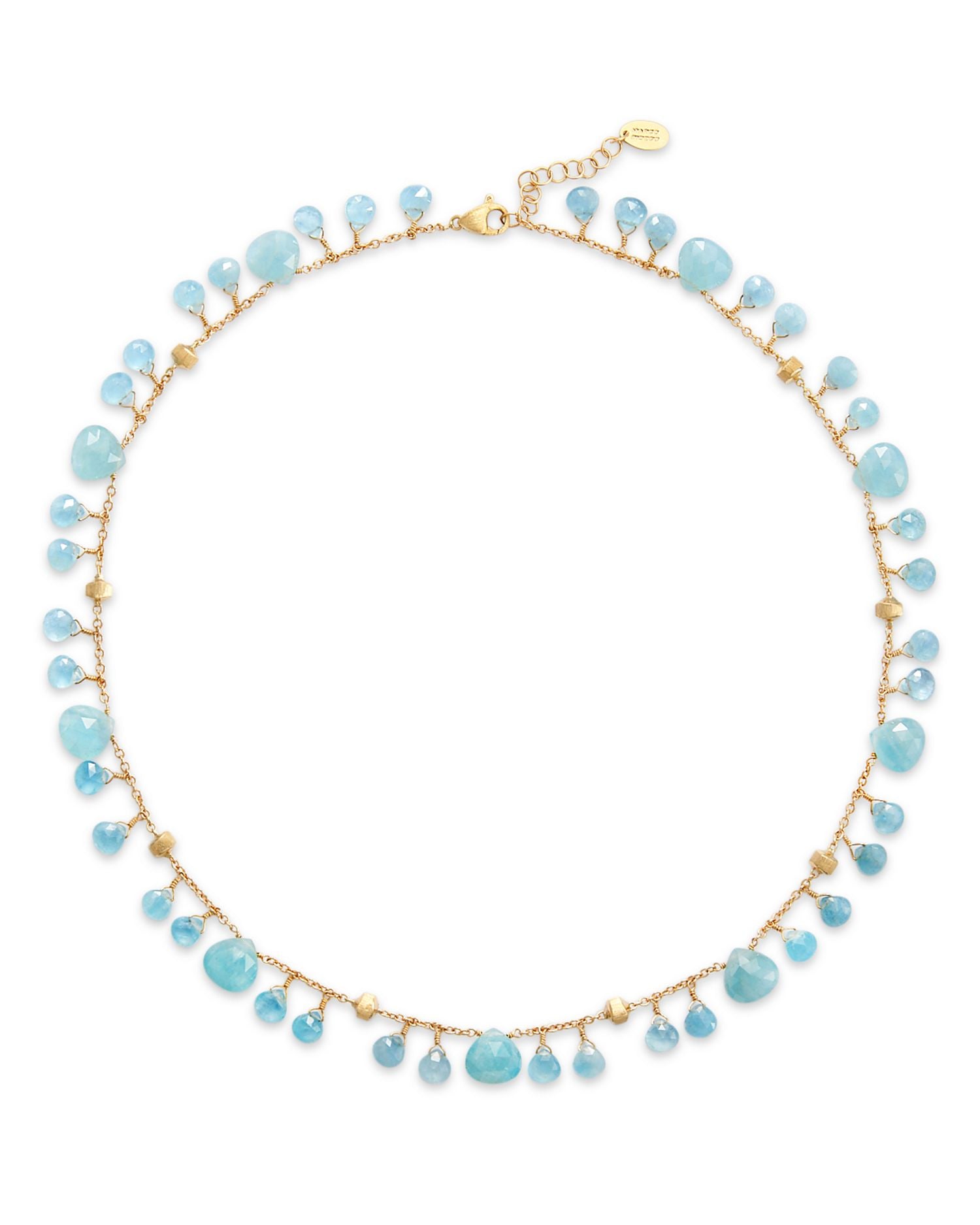 18K Yellow Gold Paradise Aquamarine Dangle Collar Necklace, 16.5' - Exclusive