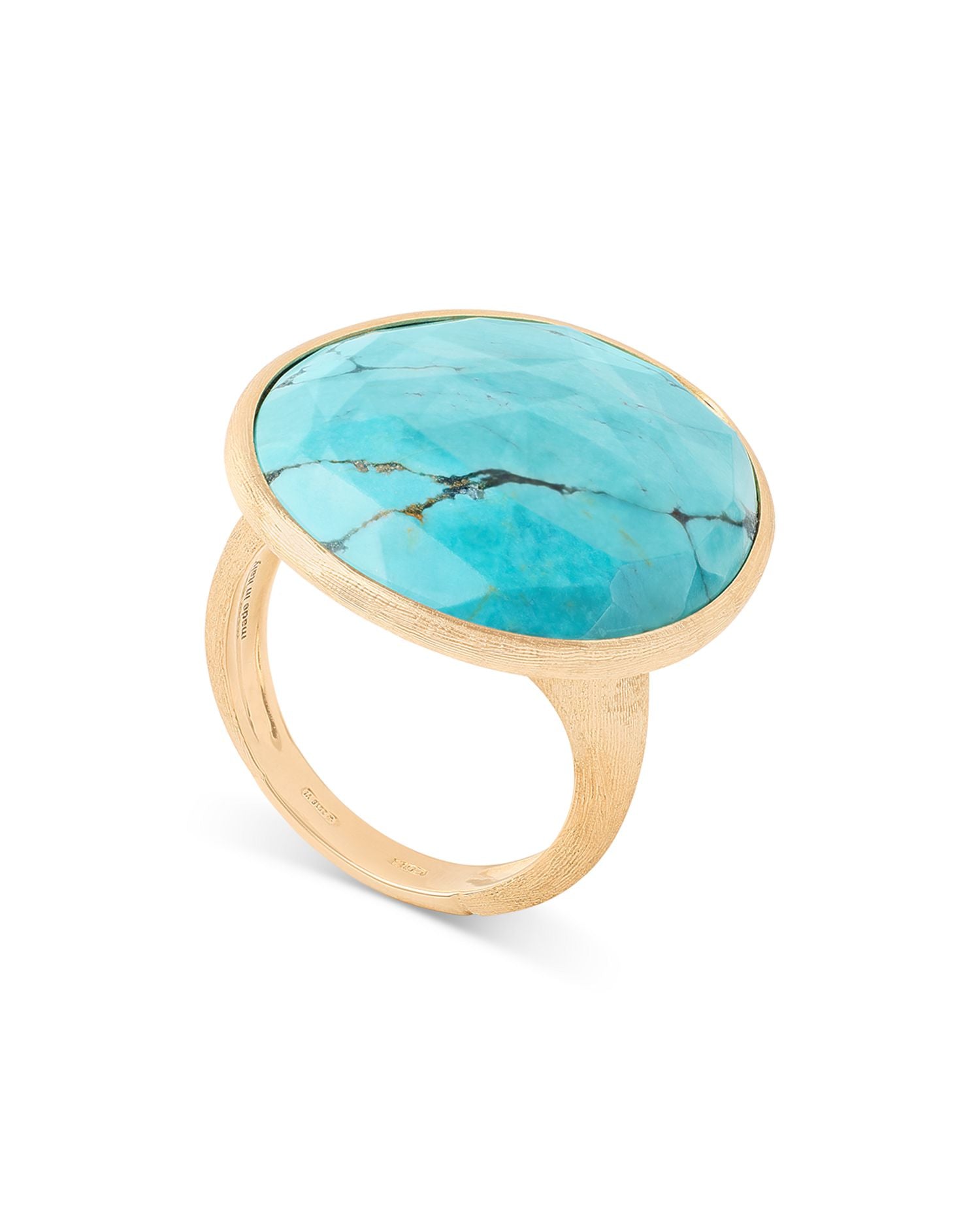 18K Yellow Gold Lunaria Turquoise Statement Ring