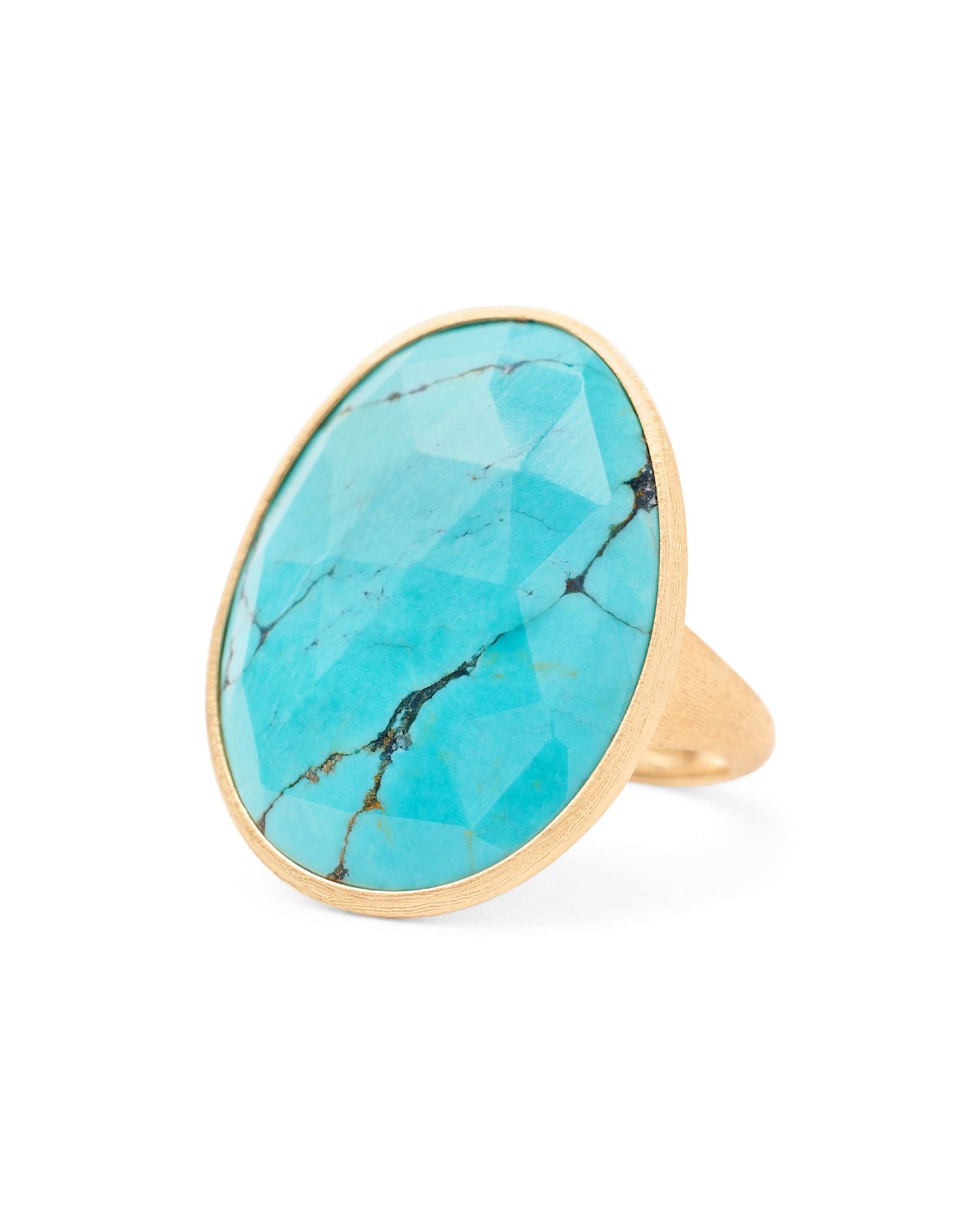 18K Yellow Gold Lunaria Turquoise Statement Ring
