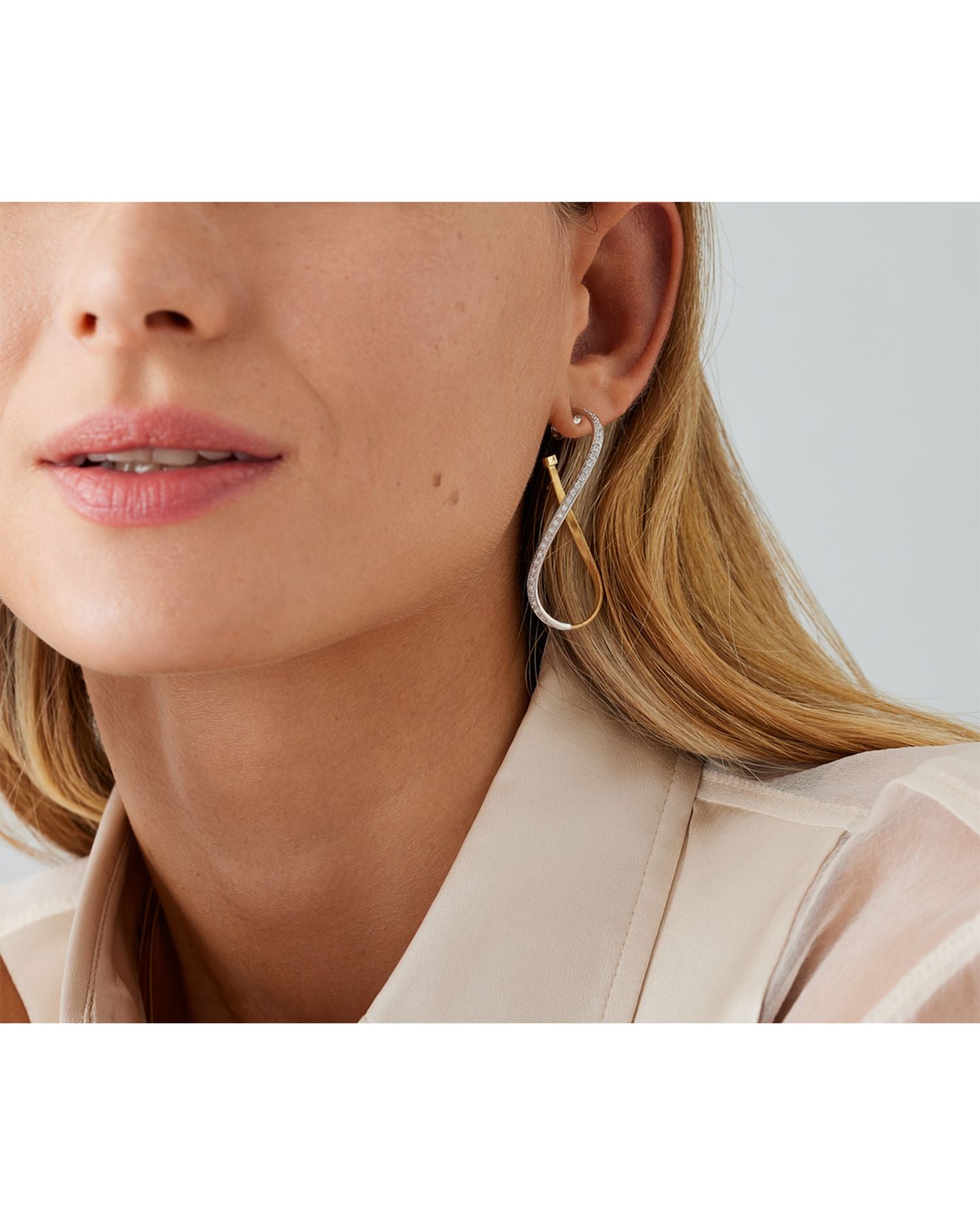 18K White & Yellow Gold Marrakech Diamond Twist Hoop Earrings