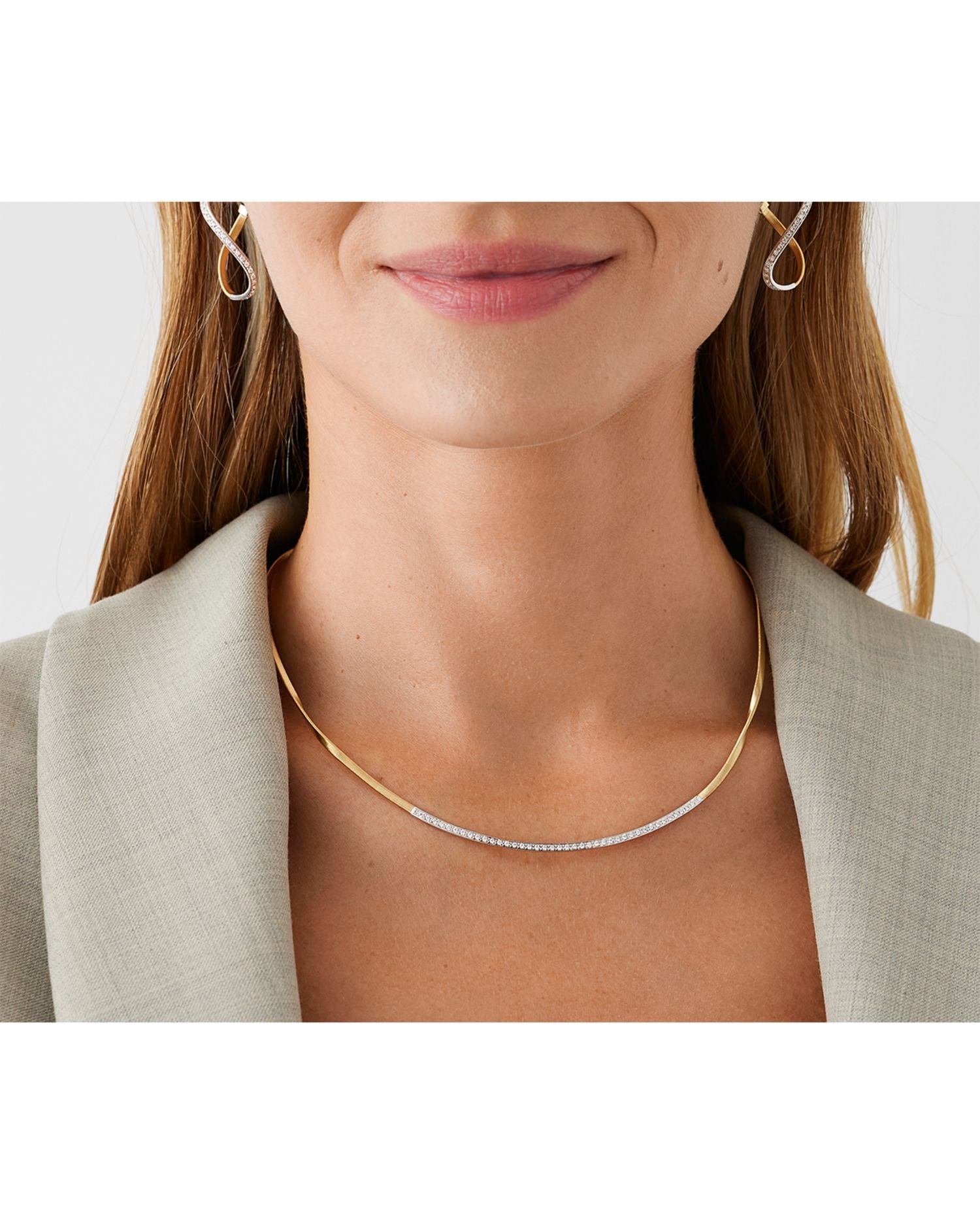 18K Gold & 18K White Gold Marrakech Diamond Collar Necklace, 16.5'