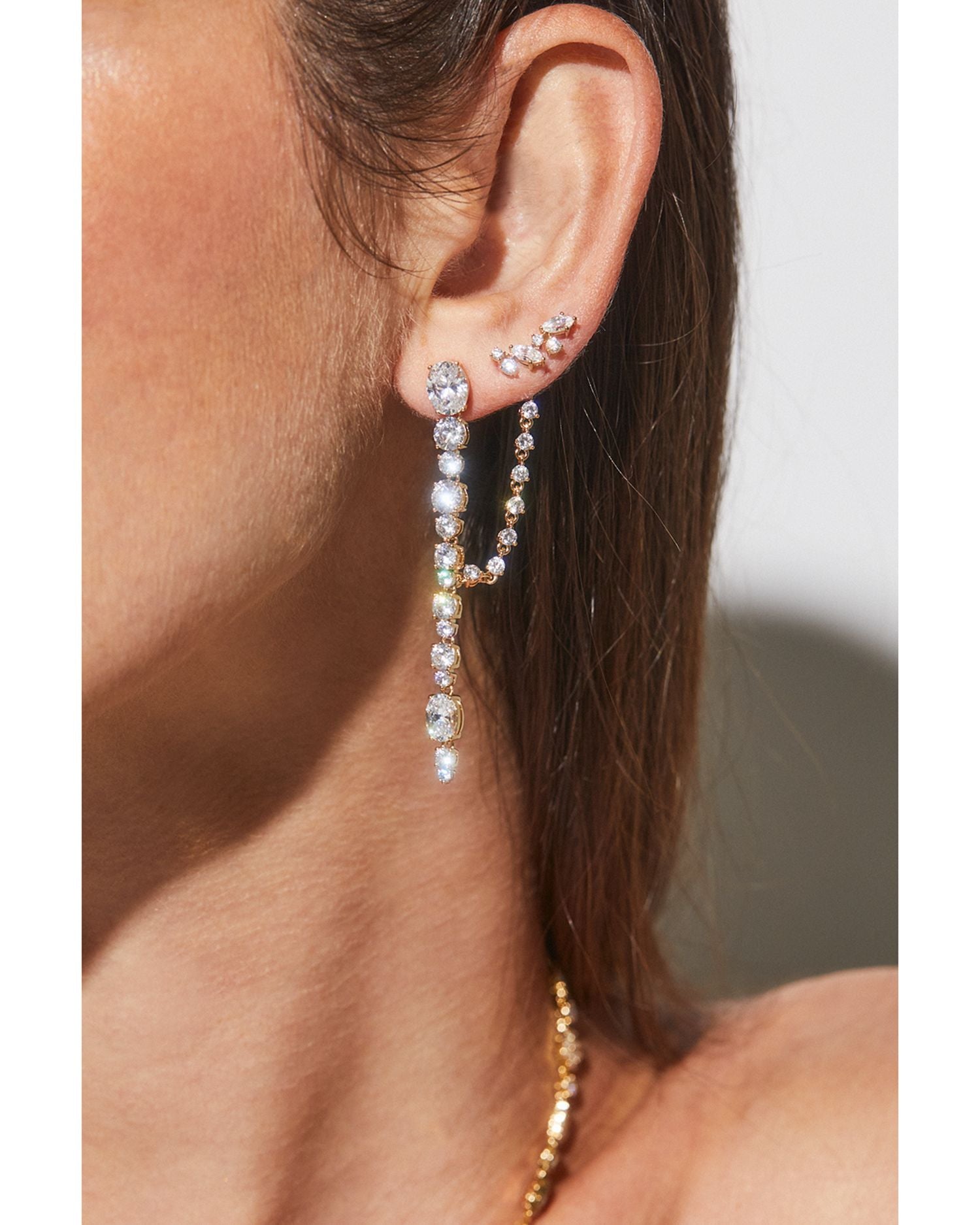 Crystal Linked Linear Earrings