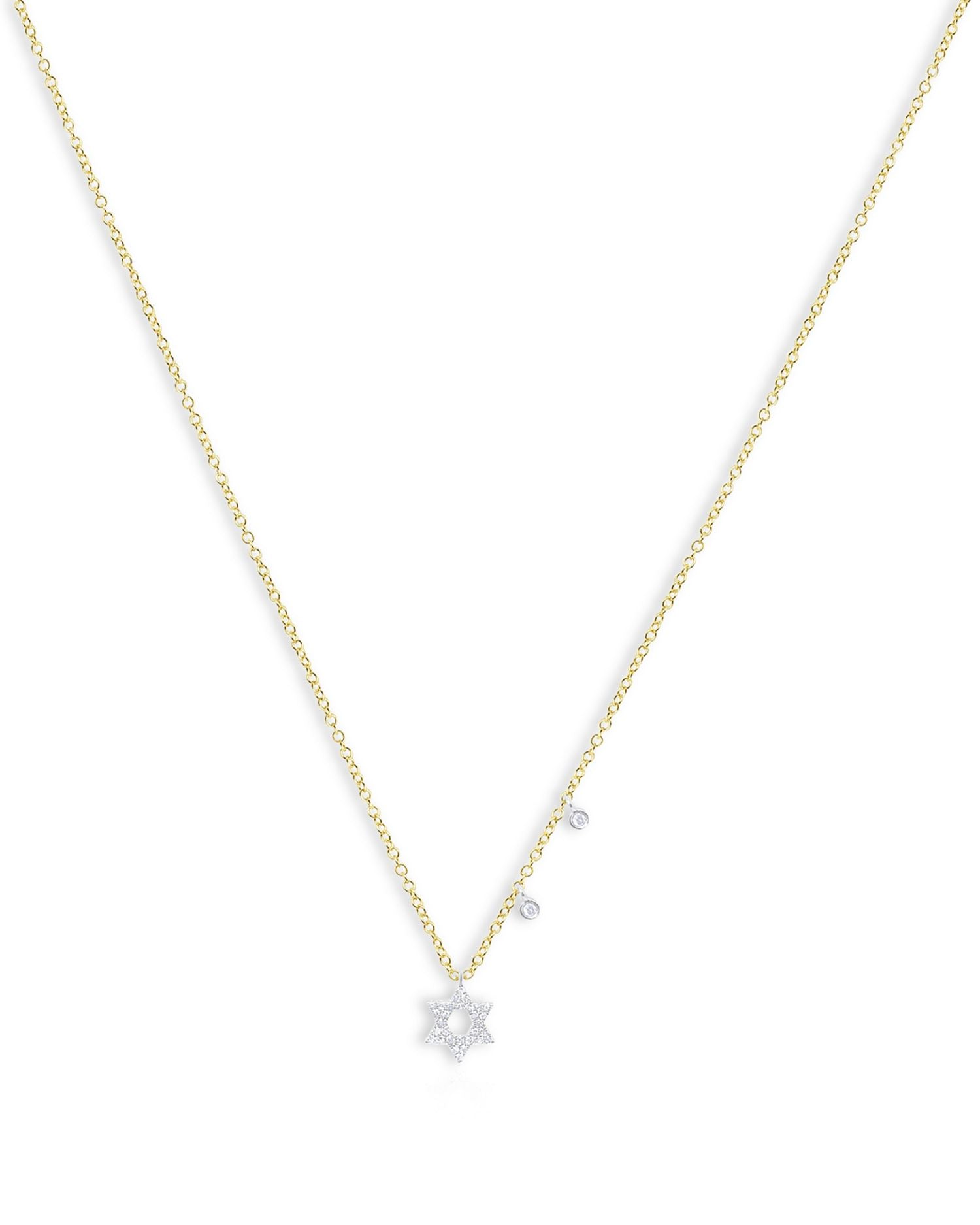 14K White & Yellow Gold Diamond Star of David Pendant Necklace, 18'