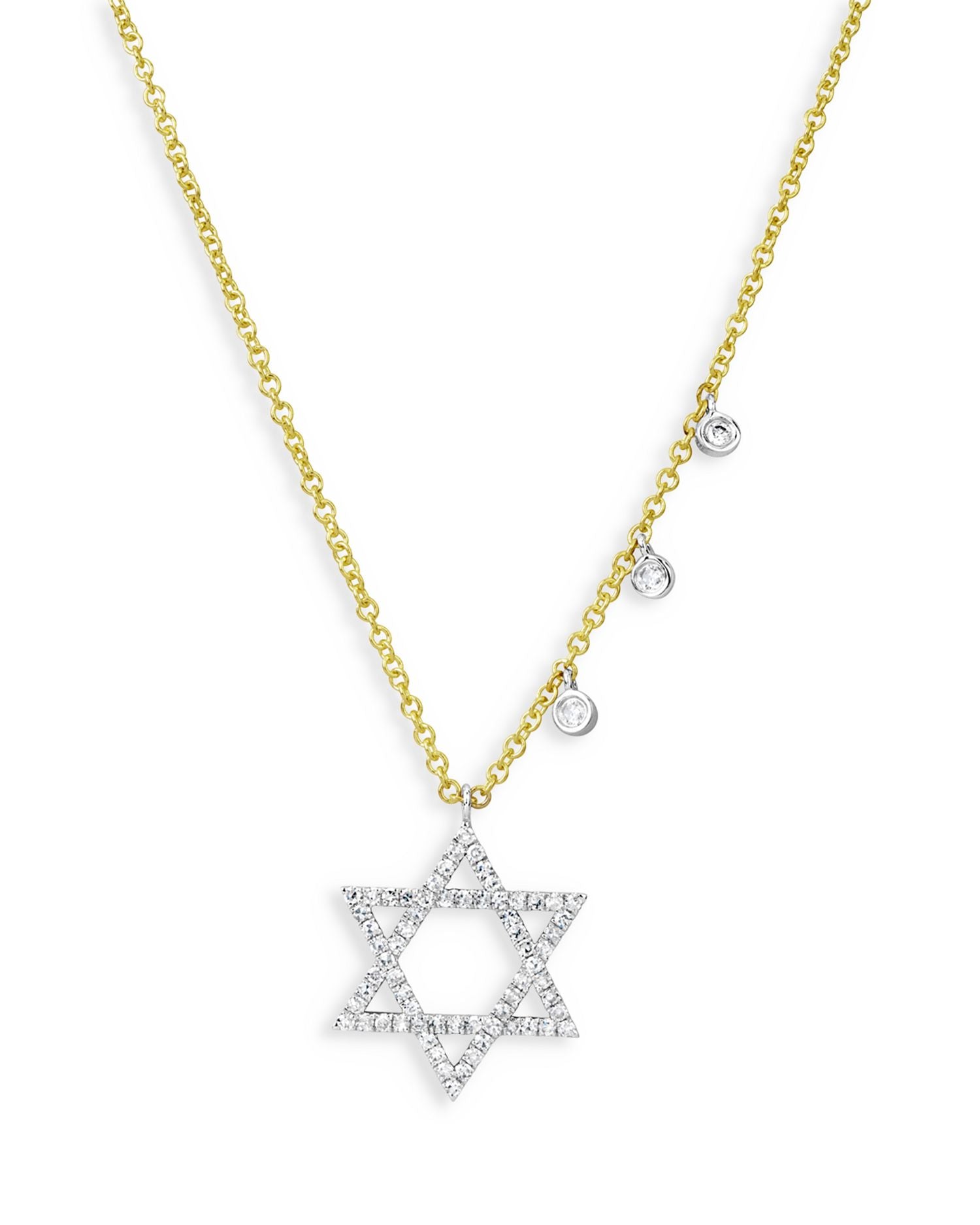 4K White & Yellow Gold Diamond Star of David Pendant Necklace, 18'