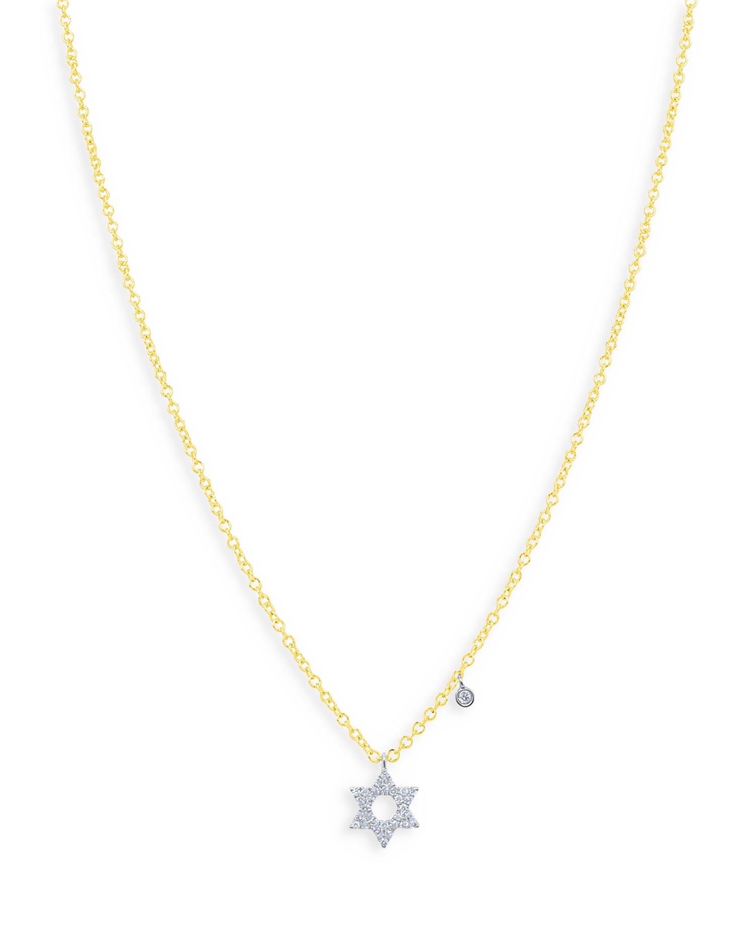 14K White & Yellow Gold Diamond Star of David Pendant Necklace, 18'
