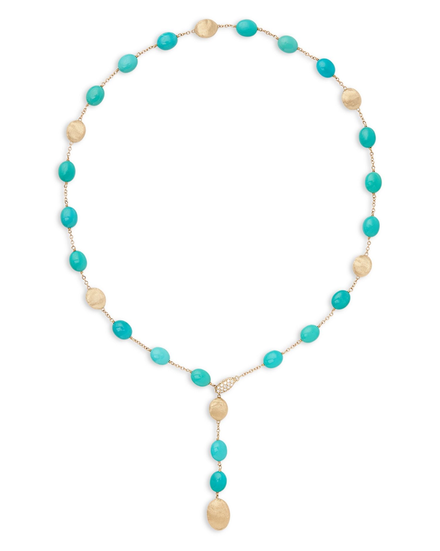 18K Yellow Gold Siviglia Turquoise & Diamond Lariat Necklace, 18"