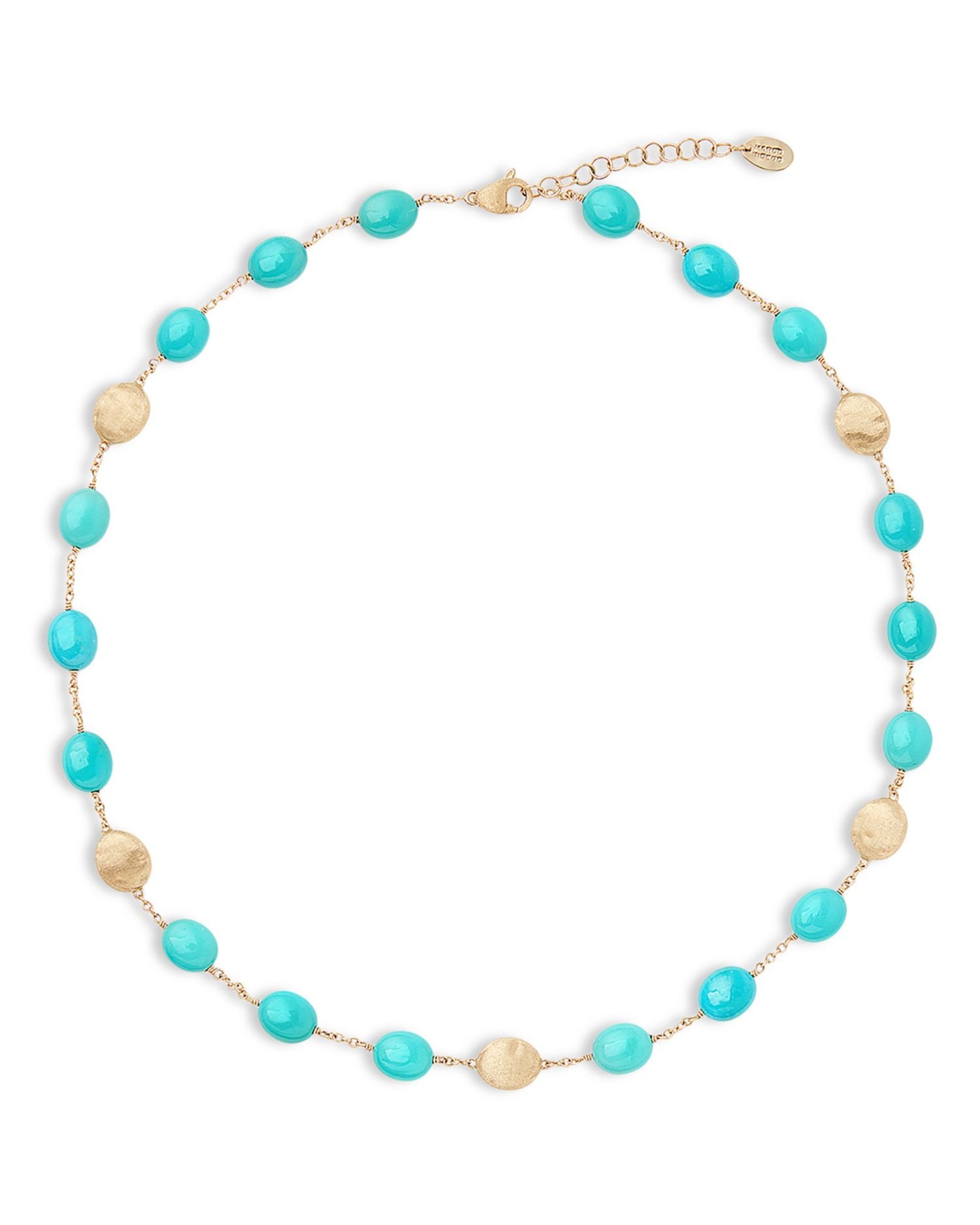 18K Yellow Gold Siviglia Turquoise Link Collar Necklace, 16.5'-18'