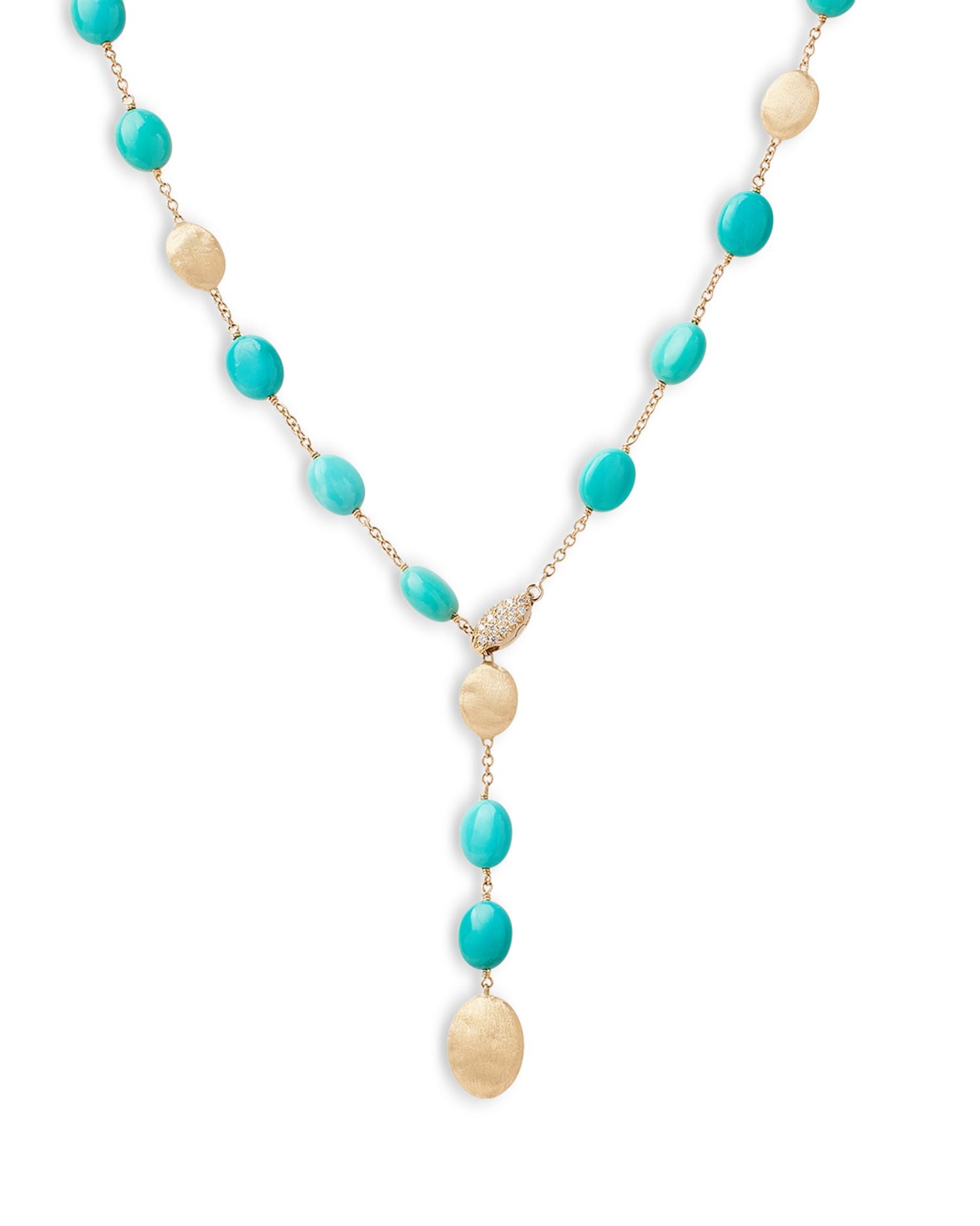 18K Yellow Gold Siviglia Turquoise & Diamond Lariat Necklace, 18"
