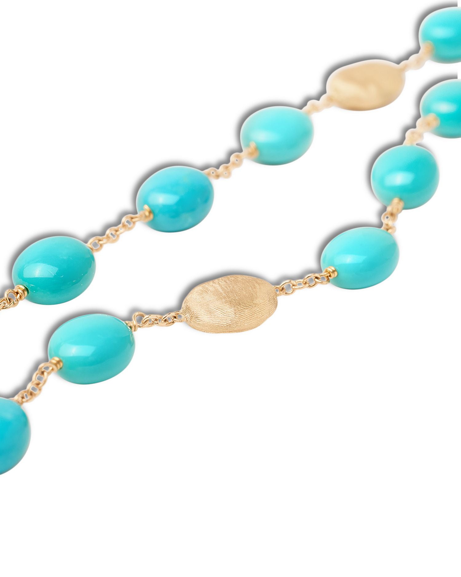 18K Yellow Gold Siviglia Turquoise Link Collar Necklace, 16.5'-18'