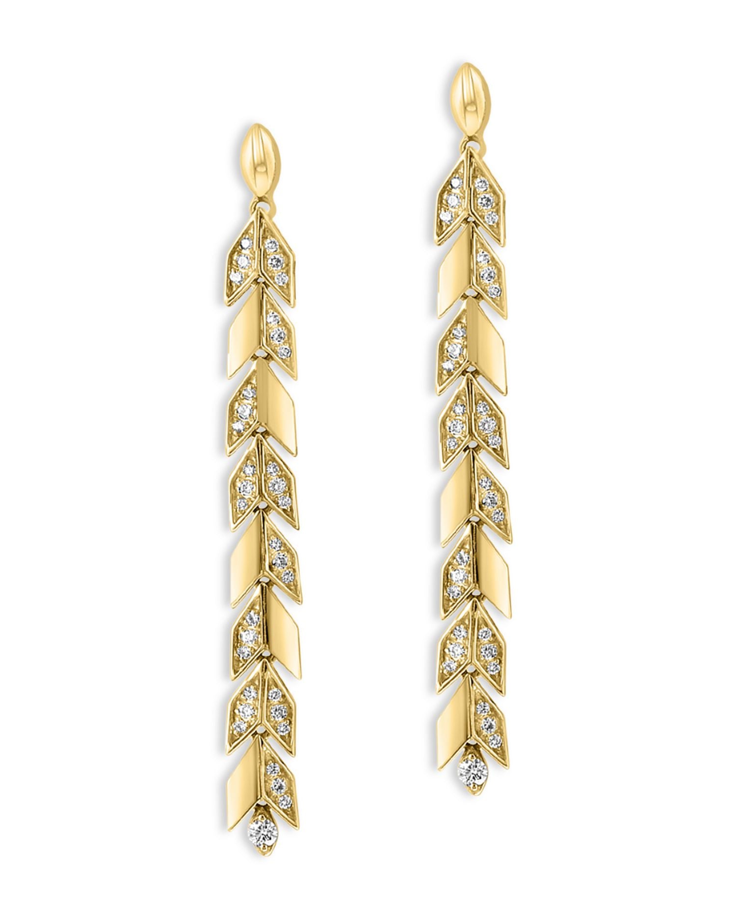Diamond Chevron Drop Earrings in 14K Yellow Gold, 0.35 ct. t.w.