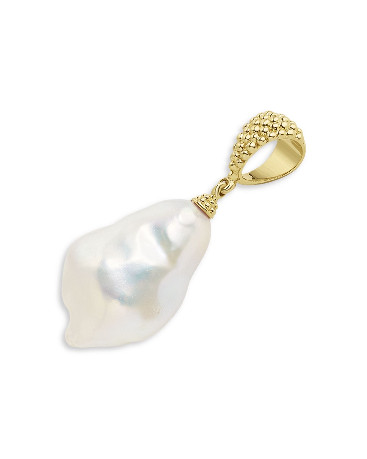 18K Yellow Gold Luna Cultured Freshwater Baroque Pearl Caviar Bead Pendant
