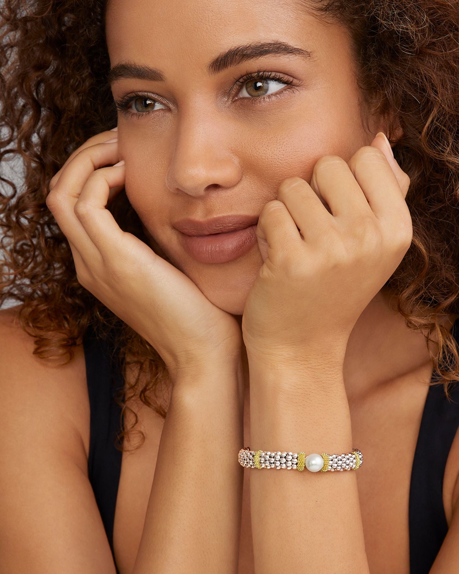 18K Yellow Gold & Sterling Silver Luna Cultured Freshwater Pearl Caviar Bead Bracelet