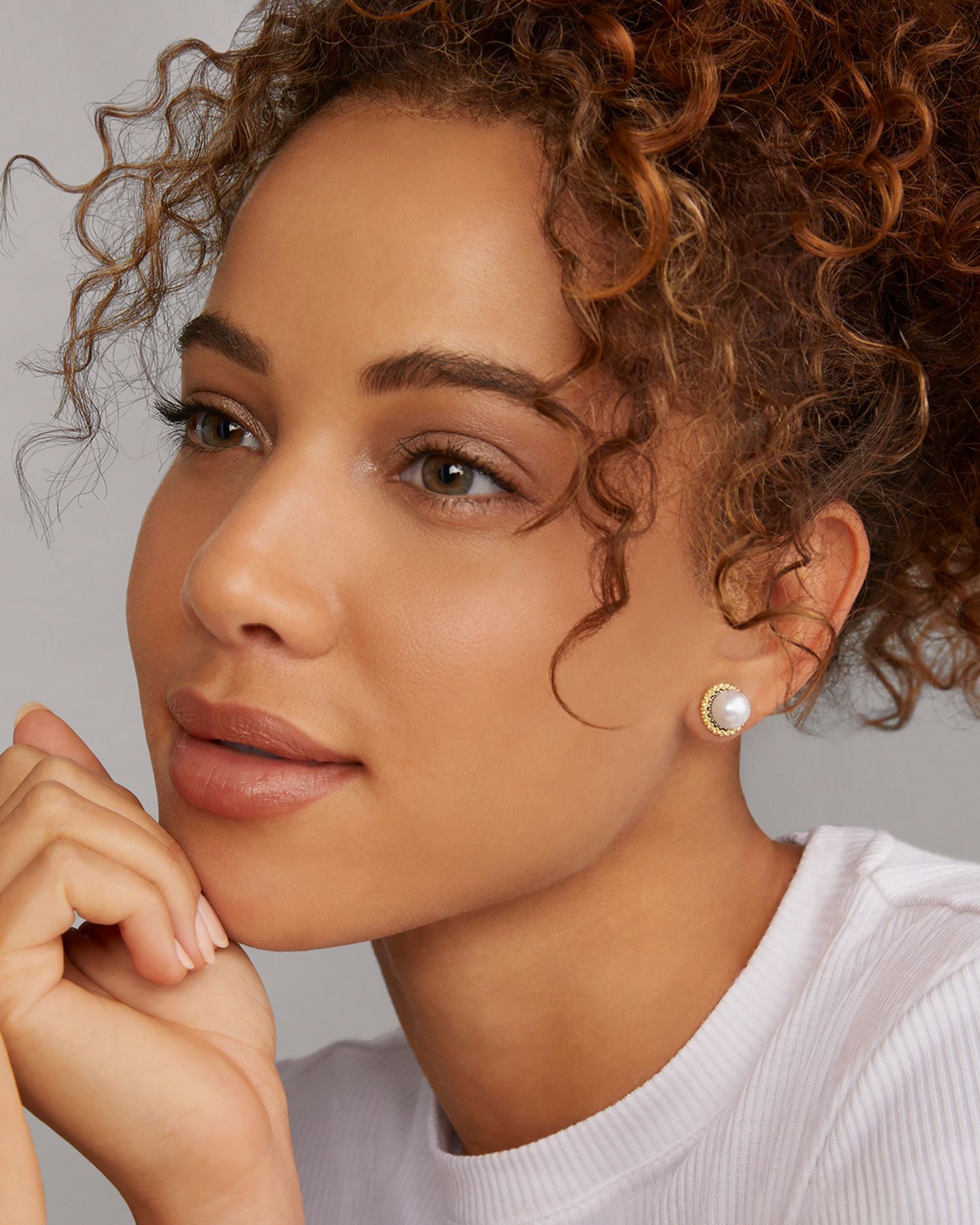 18K Yellow Gold & Sterling Silver Luna Cultured Freshwater Pearl Stud Earrings