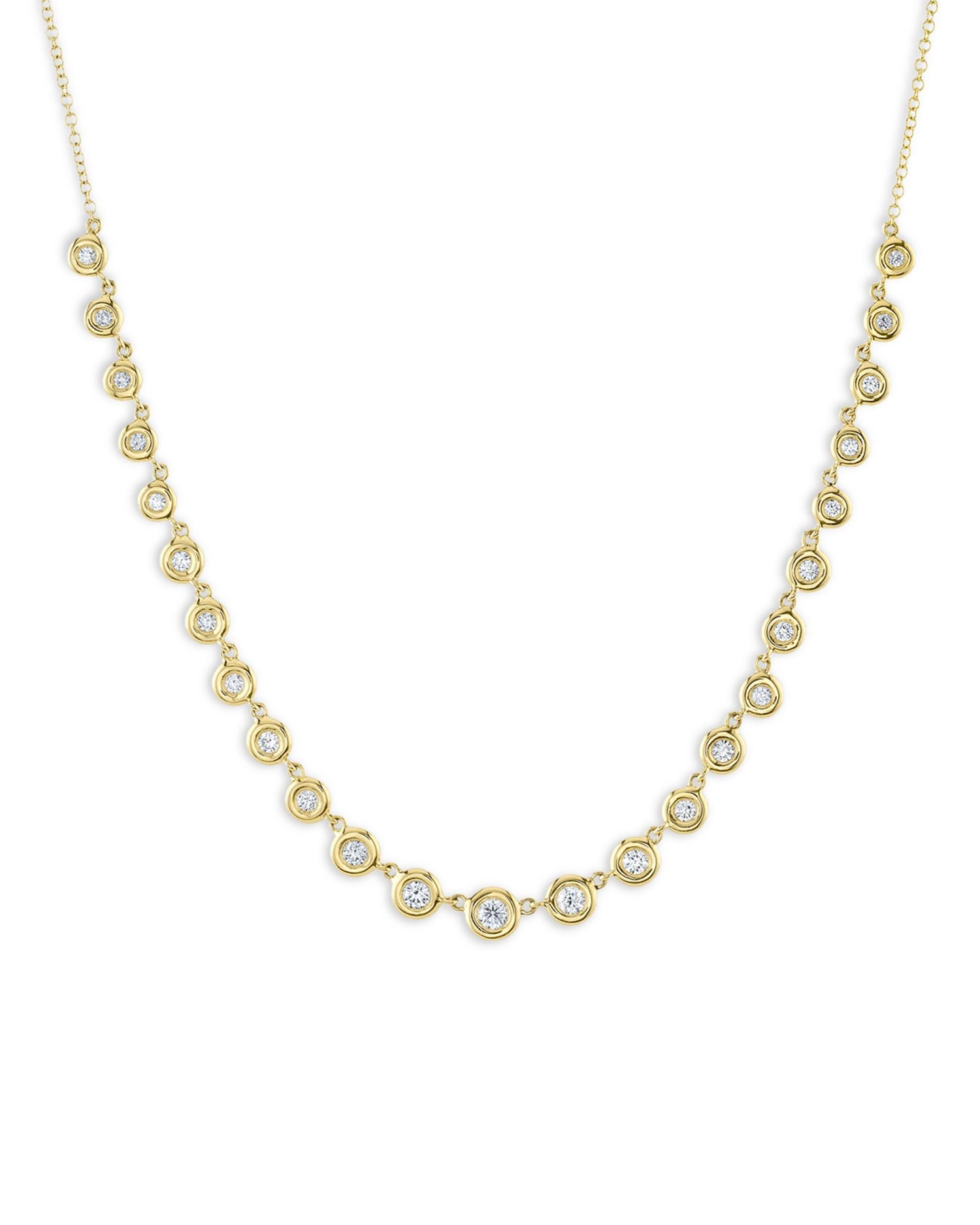 14K Yellow Gold Bailey Diamond Bezel Collar Necklace, 15-18'
