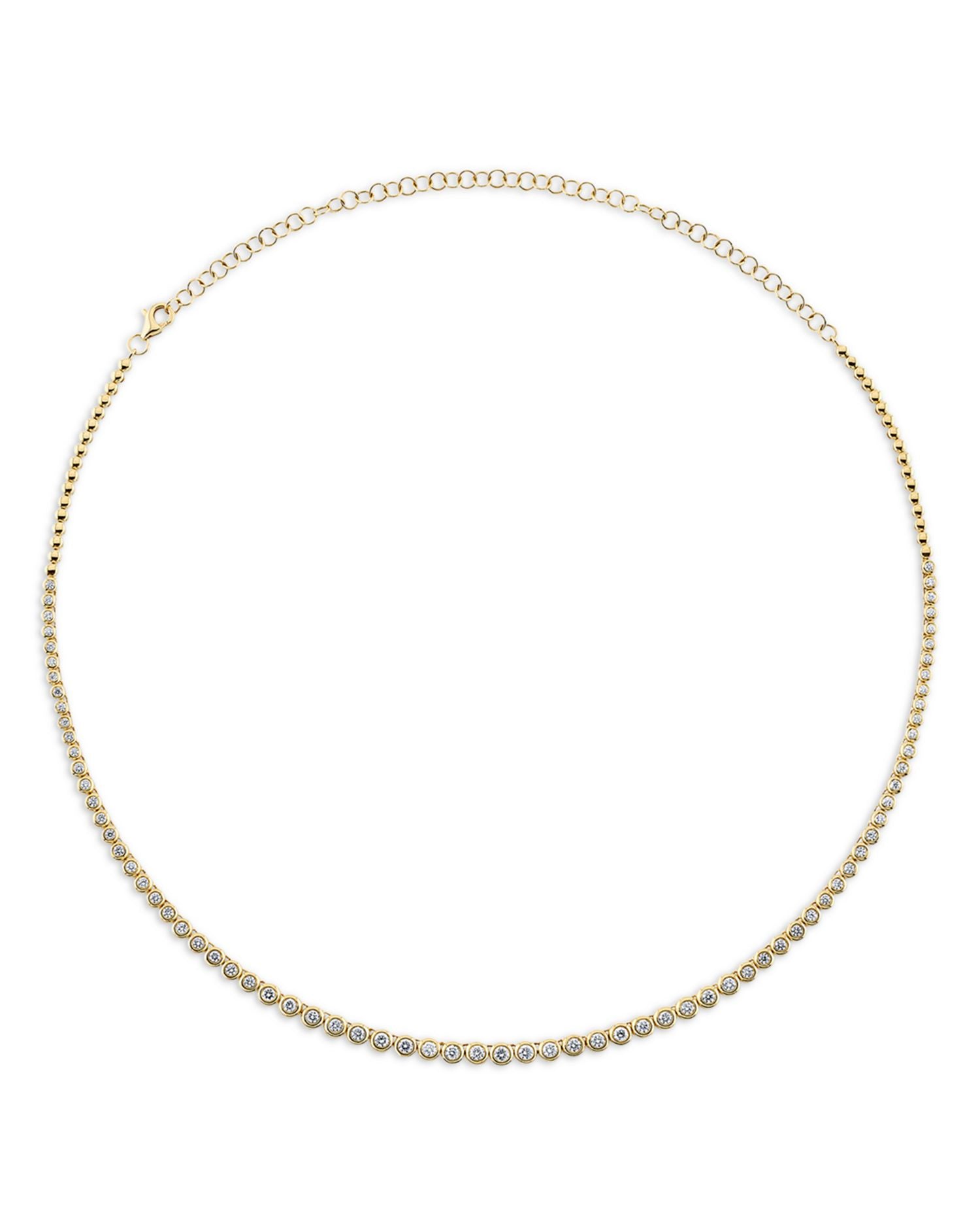 14K Yellow Gold Bailey Diamond Bezel Collar Necklace, 18"