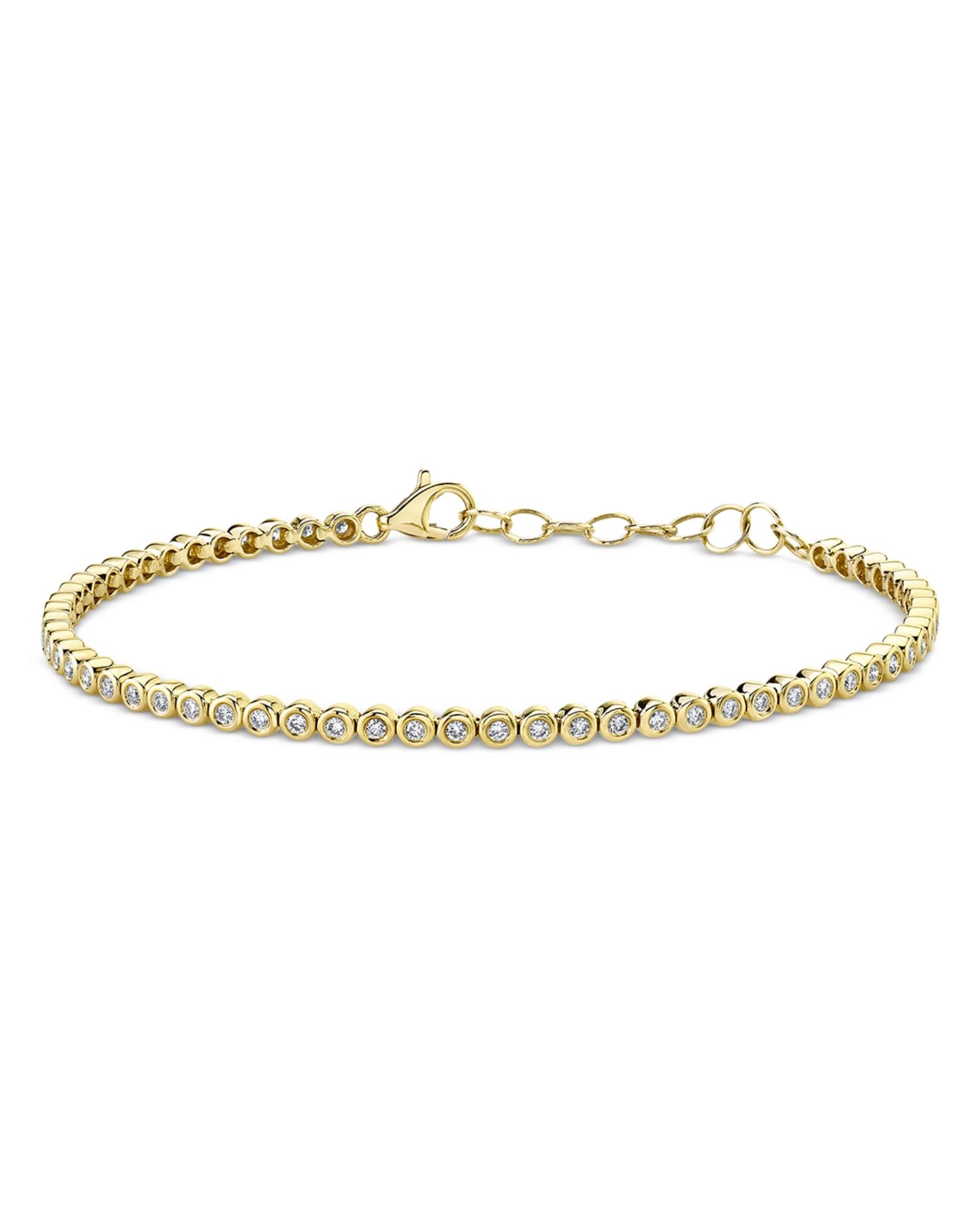 14K Yellow Gold Bailey Diamond Bezel Tennis Bracelet