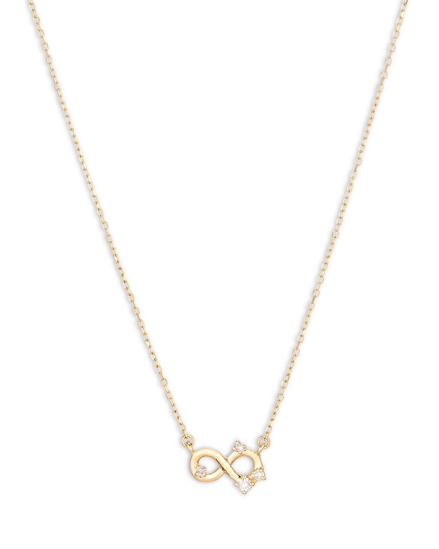 14K Yellow Gold Diamond Infinity Pendant Necklace, 15-16'