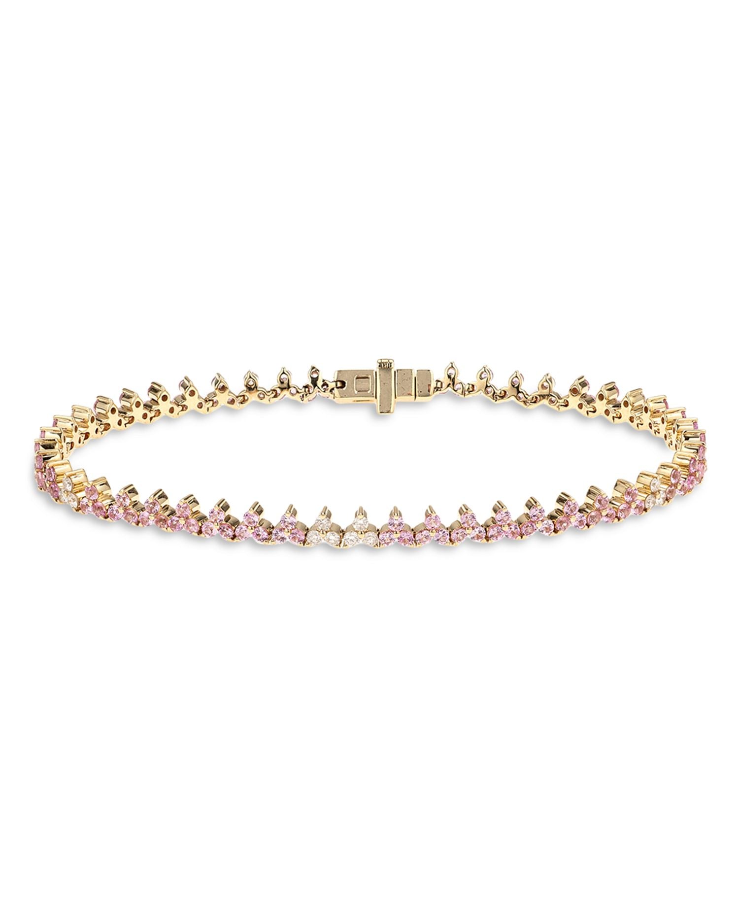 14K Yellow Gold Pink Sapphire & Diamond Tennis Bracelet