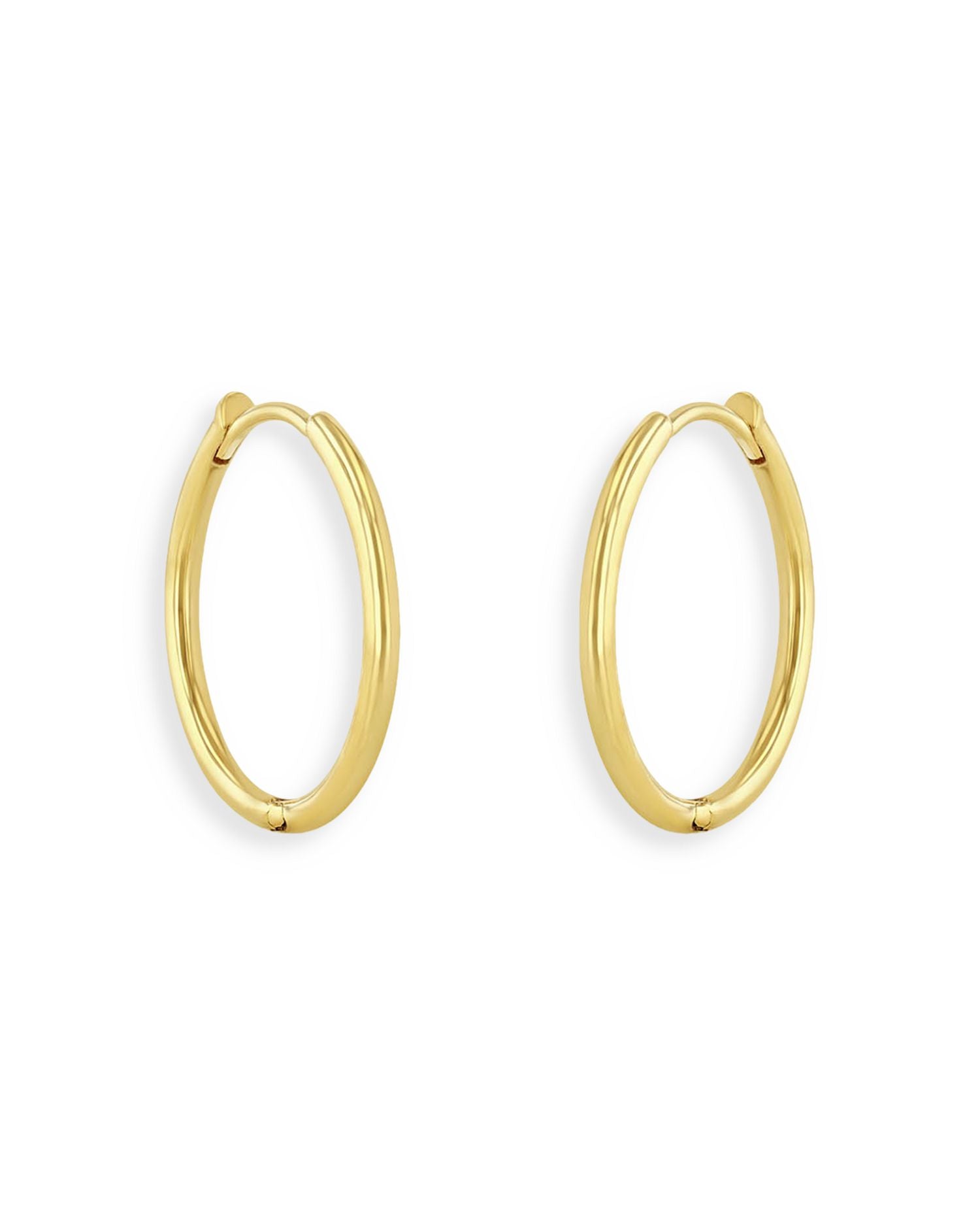 14K Yellow Gold Medium Huggie Hoop Earrings
