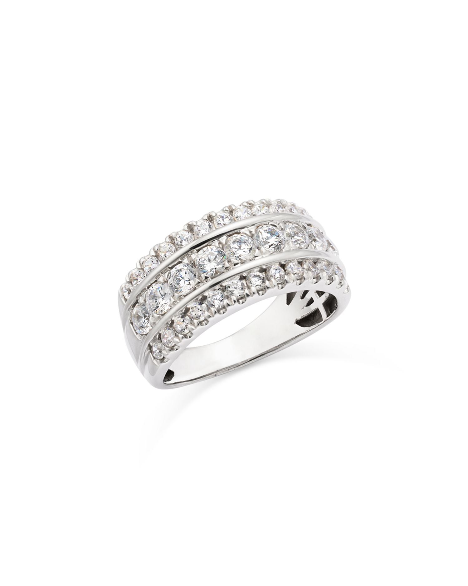 Diamond Triple Row Ring in 14K White Gold, 1.50 ct. t.w.
