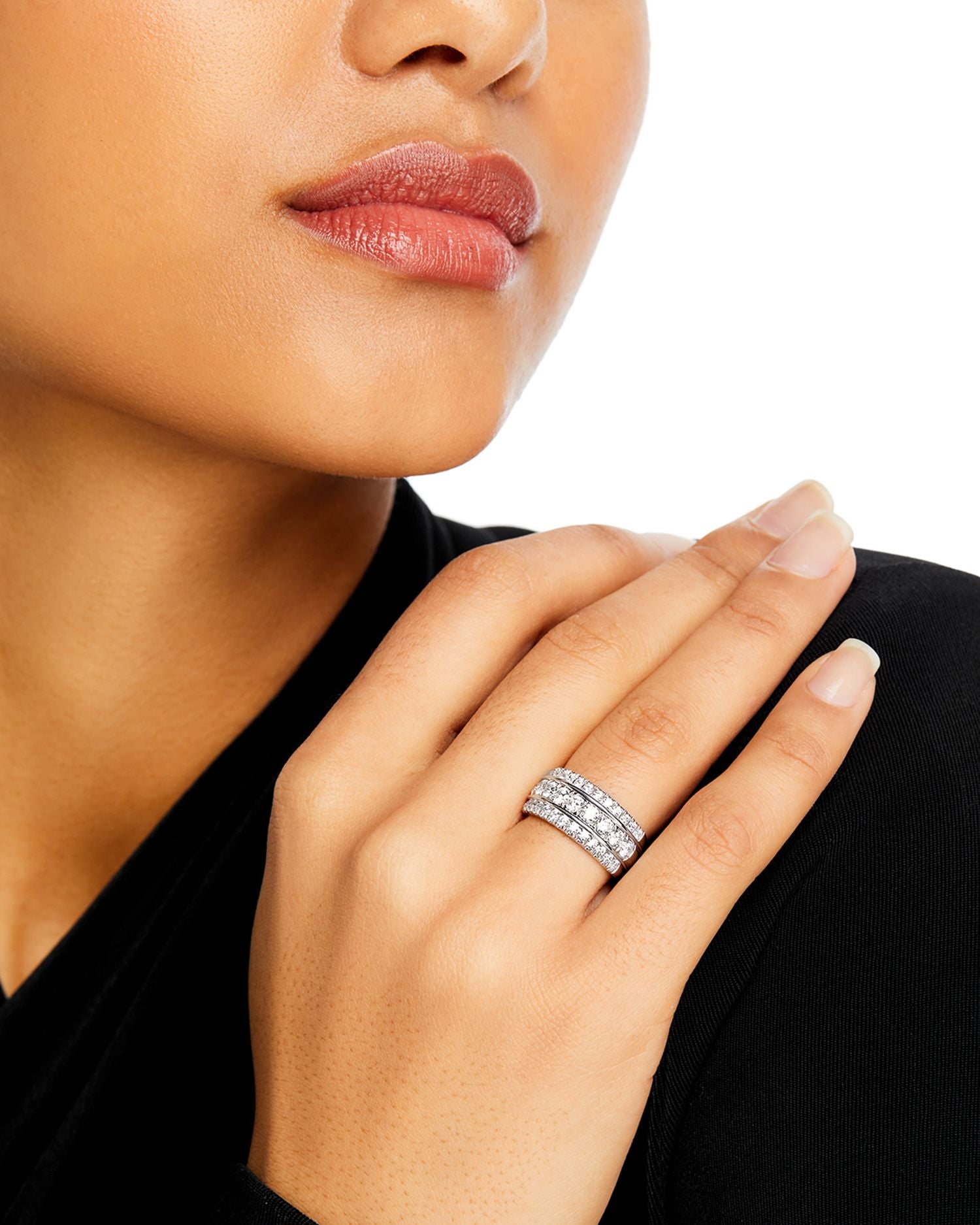 Diamond Triple Row Ring in 14K White Gold, 1.50 ct. t.w.