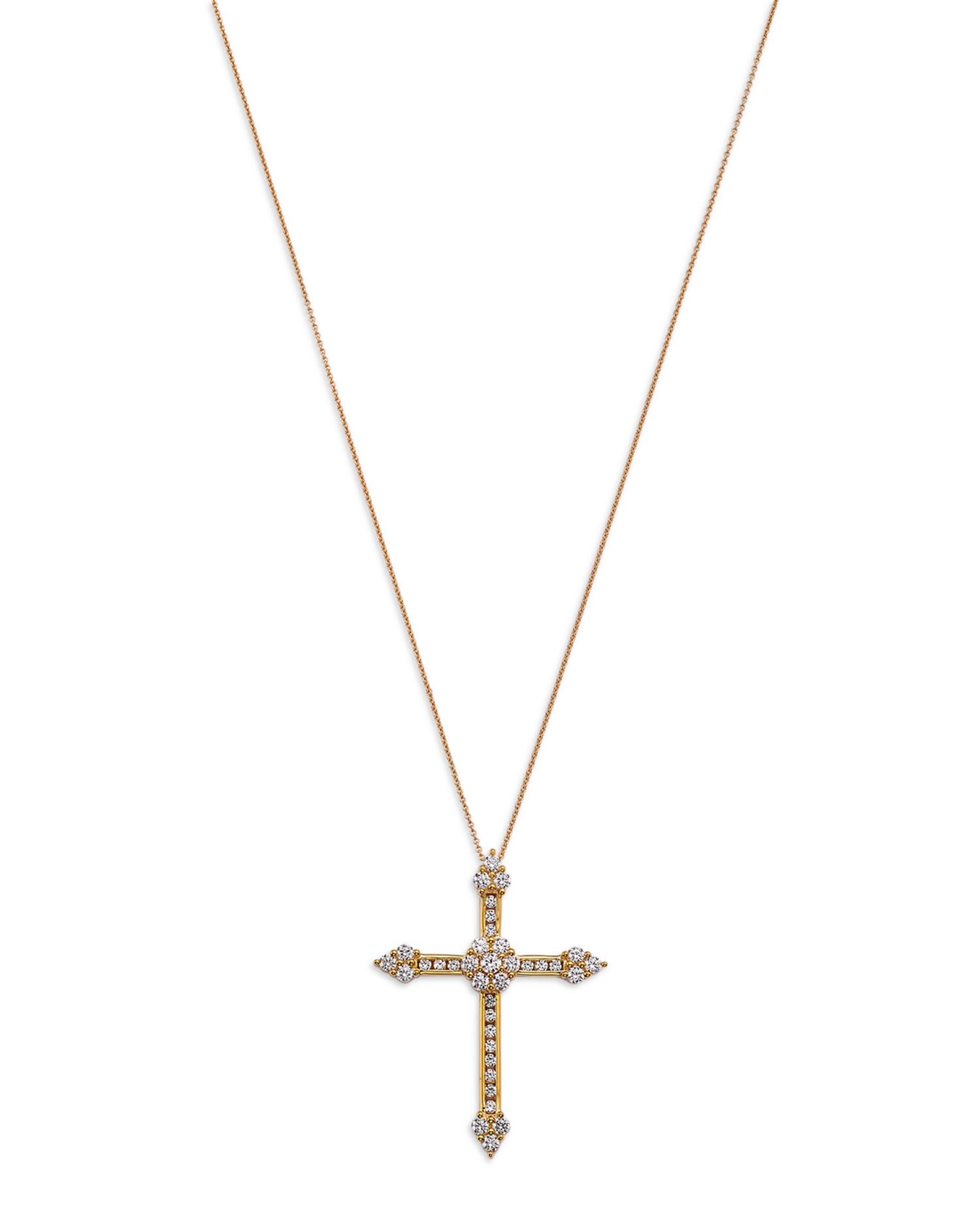 Diamond Cross Pendant Necklace in 14K Yellow Gold, 1.0 ct. t.w.