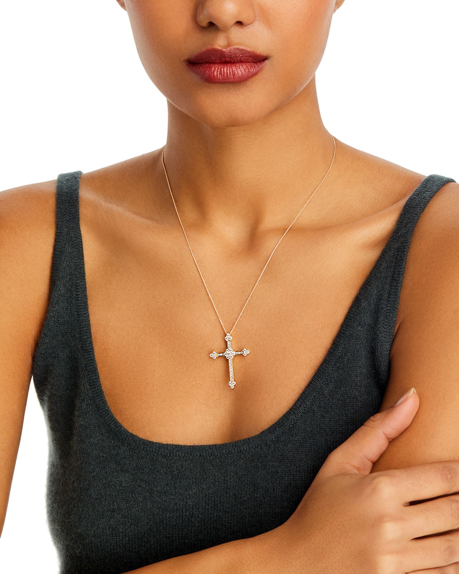Diamond Cross Pendant Necklace in 14K Yellow Gold, 1.0 ct. t.w.