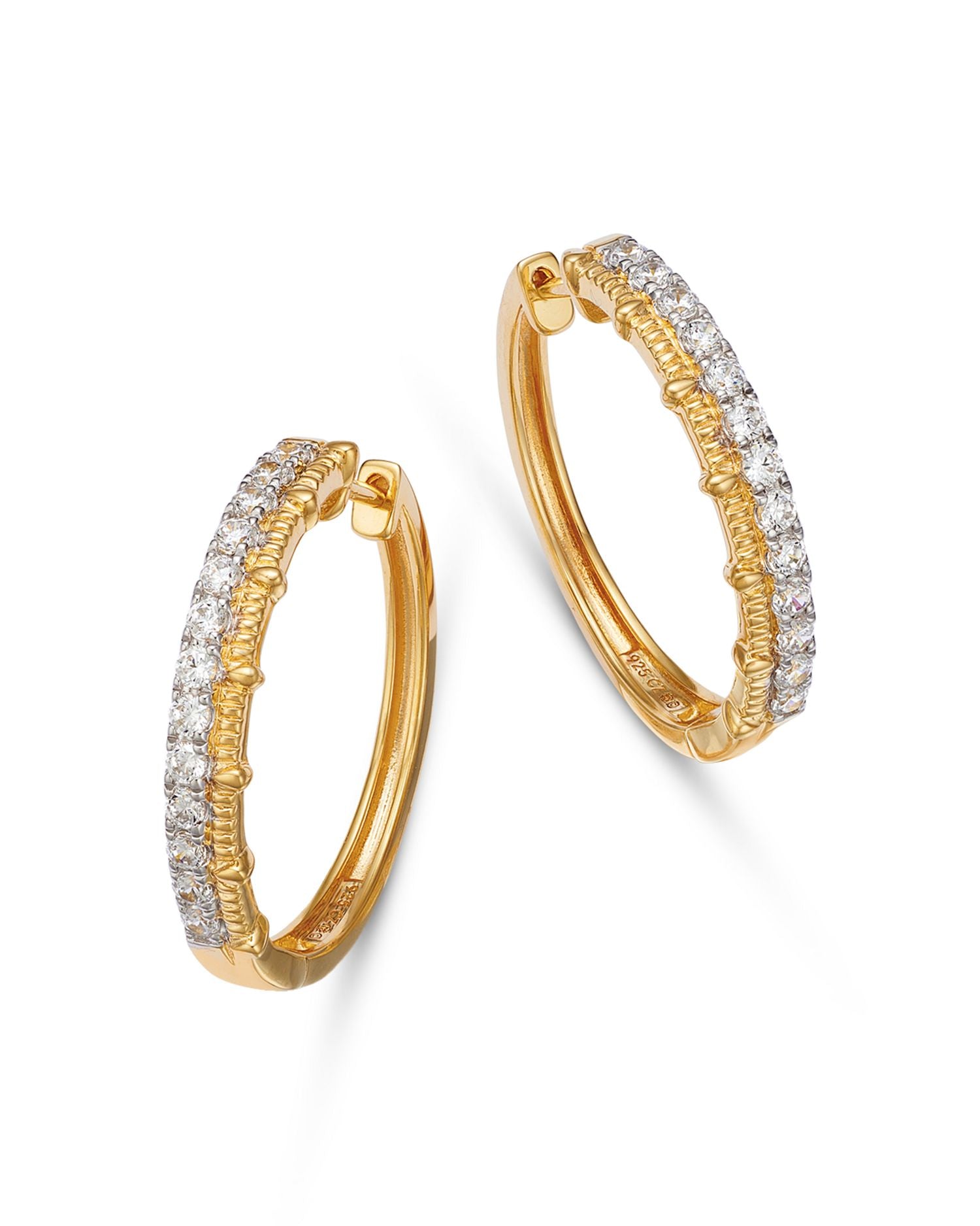 Diamond Small Hoop Earrings in 14K Yellow Gold, 0.50 ct. t.w.
