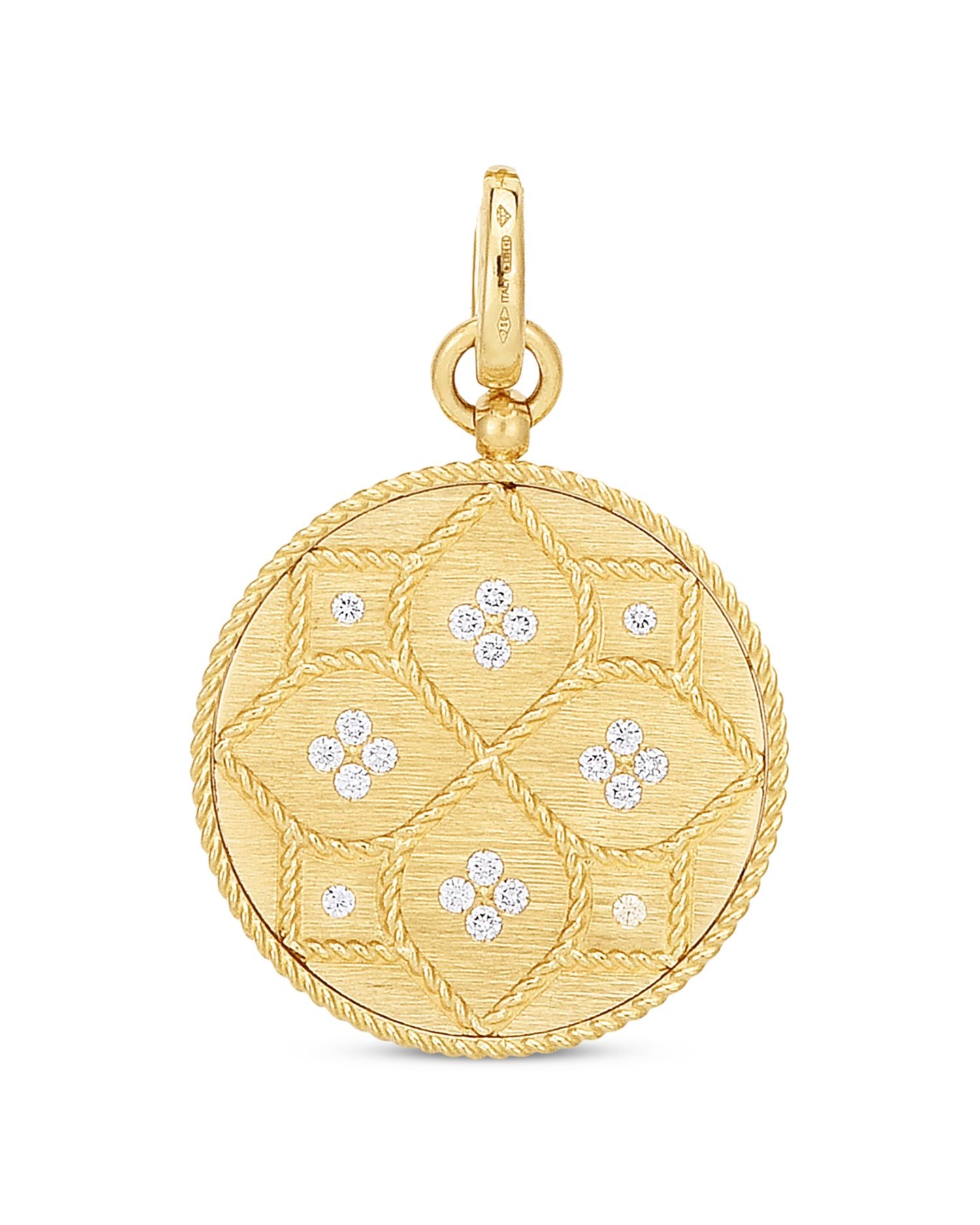 18K Yellow Gold Venetian Princess Medallion White Diamond Pendant, 0.25 ct. t.w.