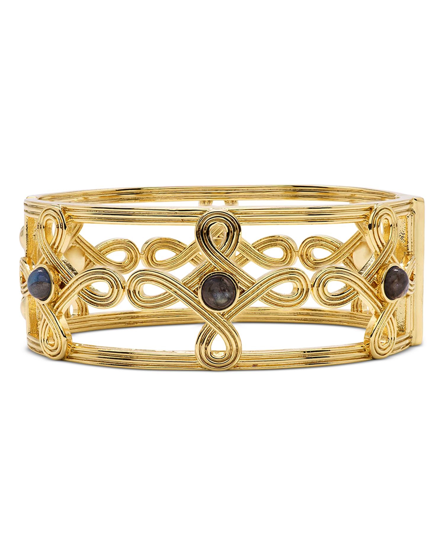 Monique Compass Hinged Bangle Bracelet in 18K Gold Plated