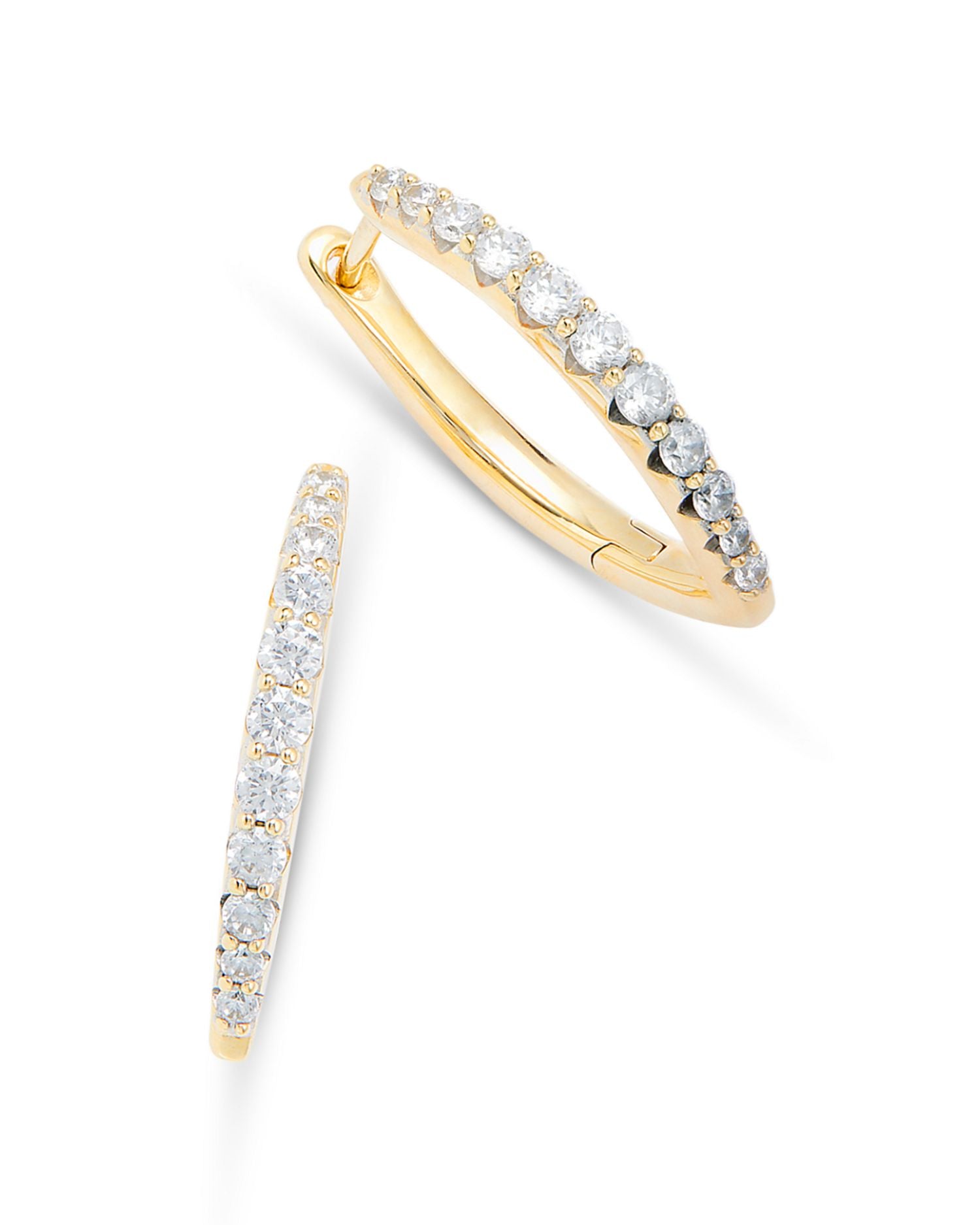 Diamond Graduated Small Hoop Earrings in 14K Yellow Gold, 0.50 ct. t.w.