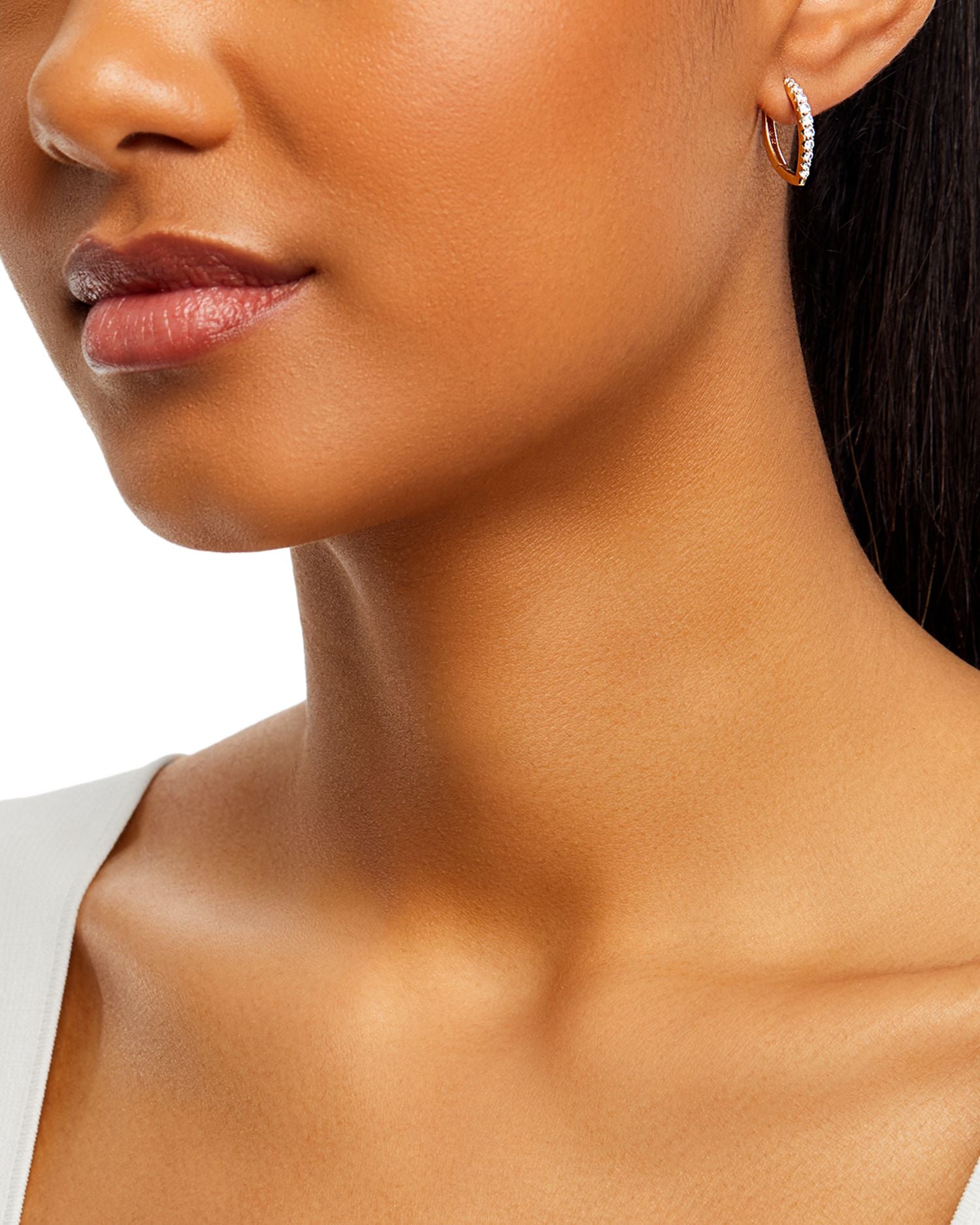 Diamond Graduated Small Hoop Earrings in 14K Yellow Gold, 0.50 ct. t.w.