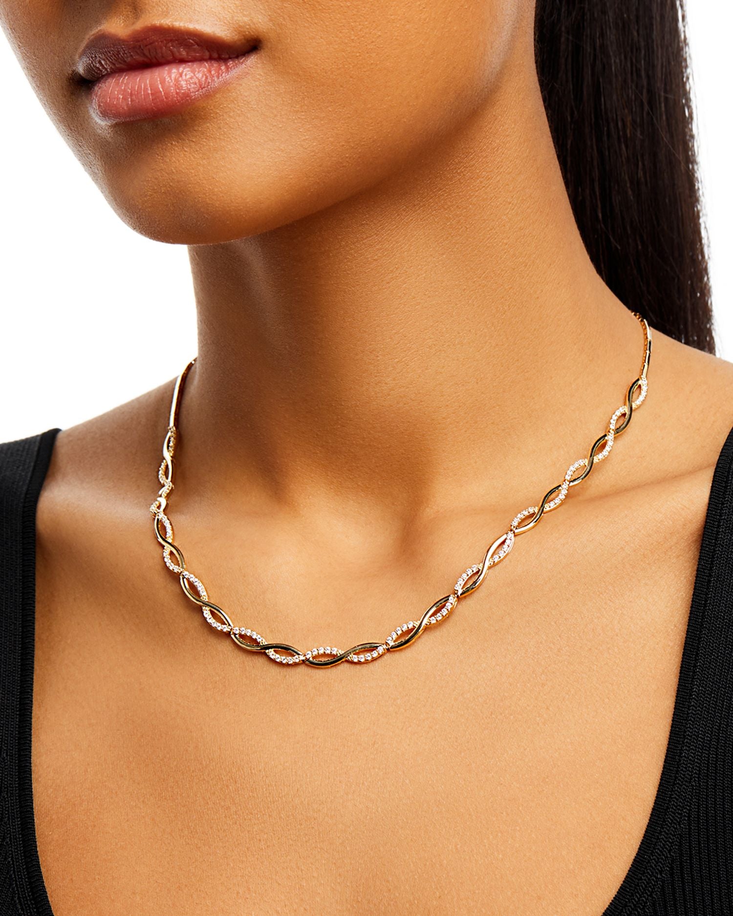 Diamond Twist Collar Necklace in 14K Yellow Gold, 1.50 ct. t.w.