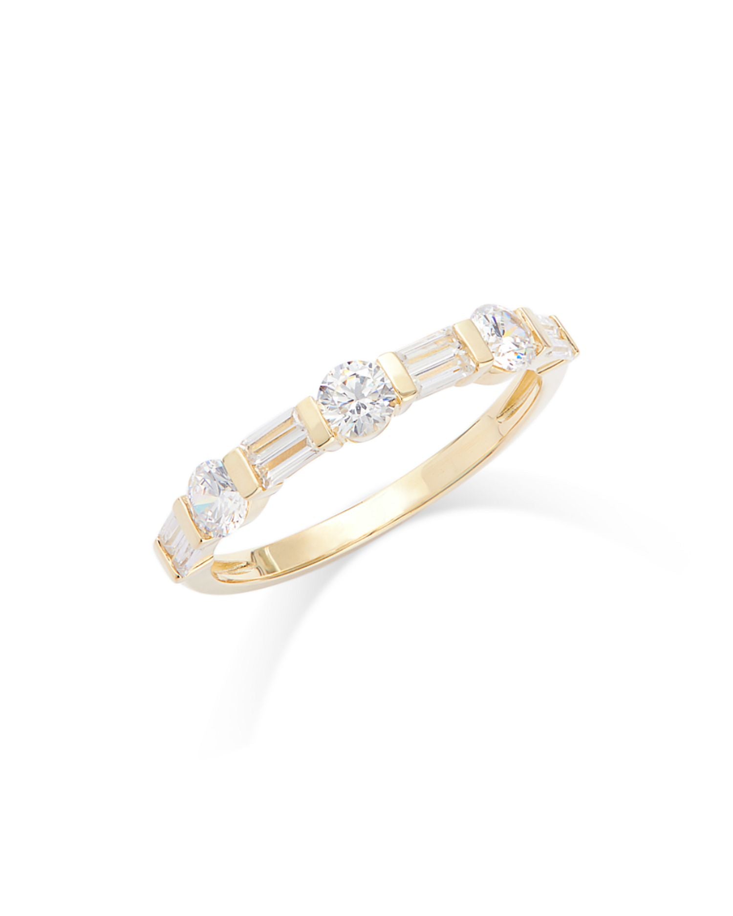 Diamond Round & Baguette Band in 14K Yellow Gold, 0.75 ct. t.w.