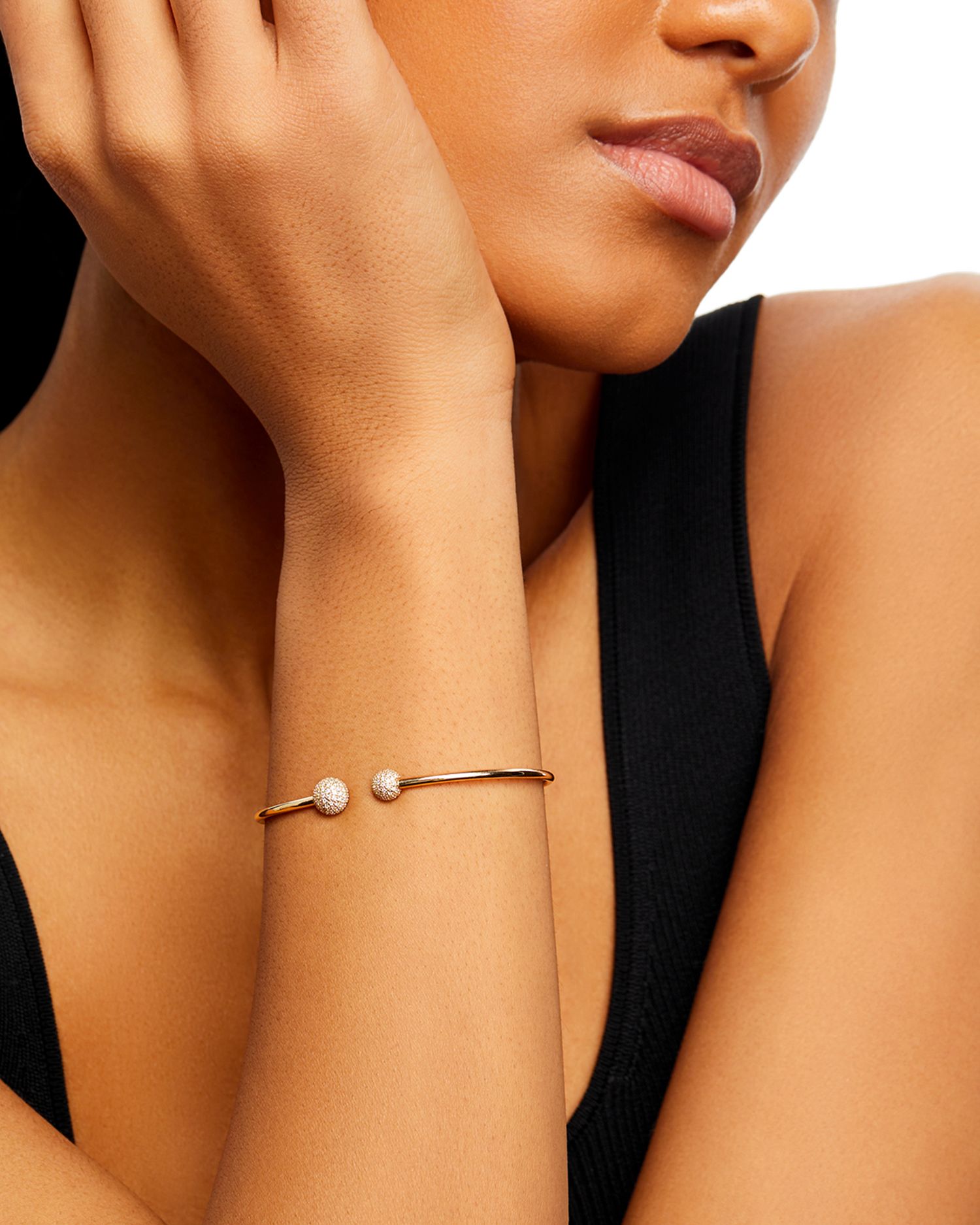 Diamond Pavé Cuff Bangle Bracelet in 14K Yellow Gold, 0.30 ct. t.w.