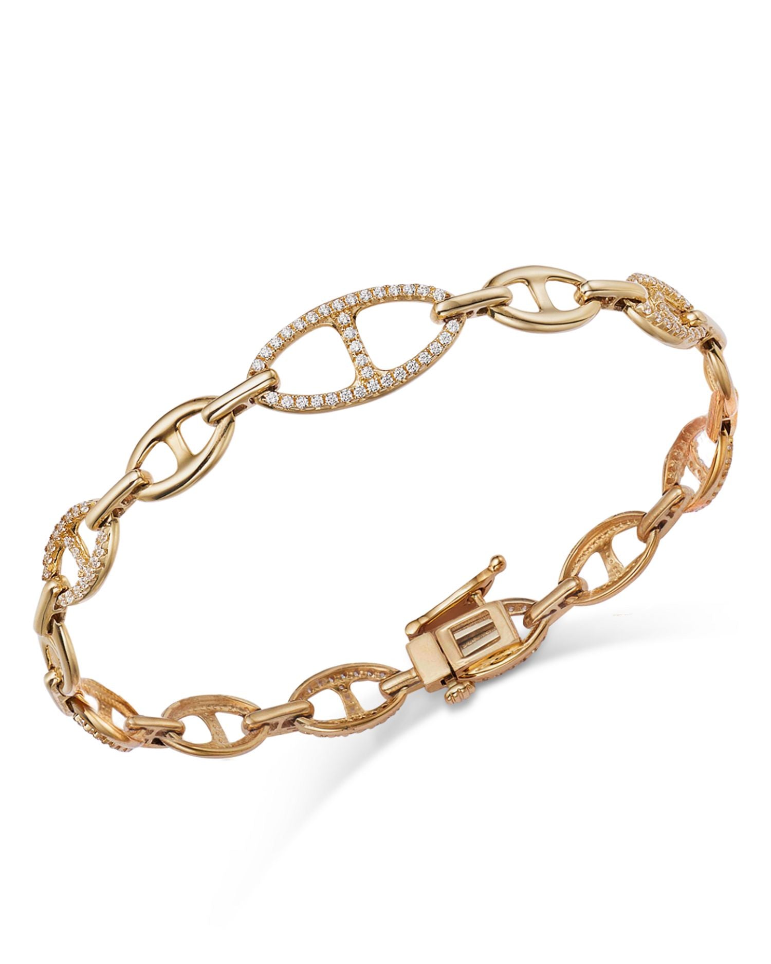 Diamond Pavé Mariner Link Bracelet in 14K Yellow Gold, 0.75 ct. t.w.