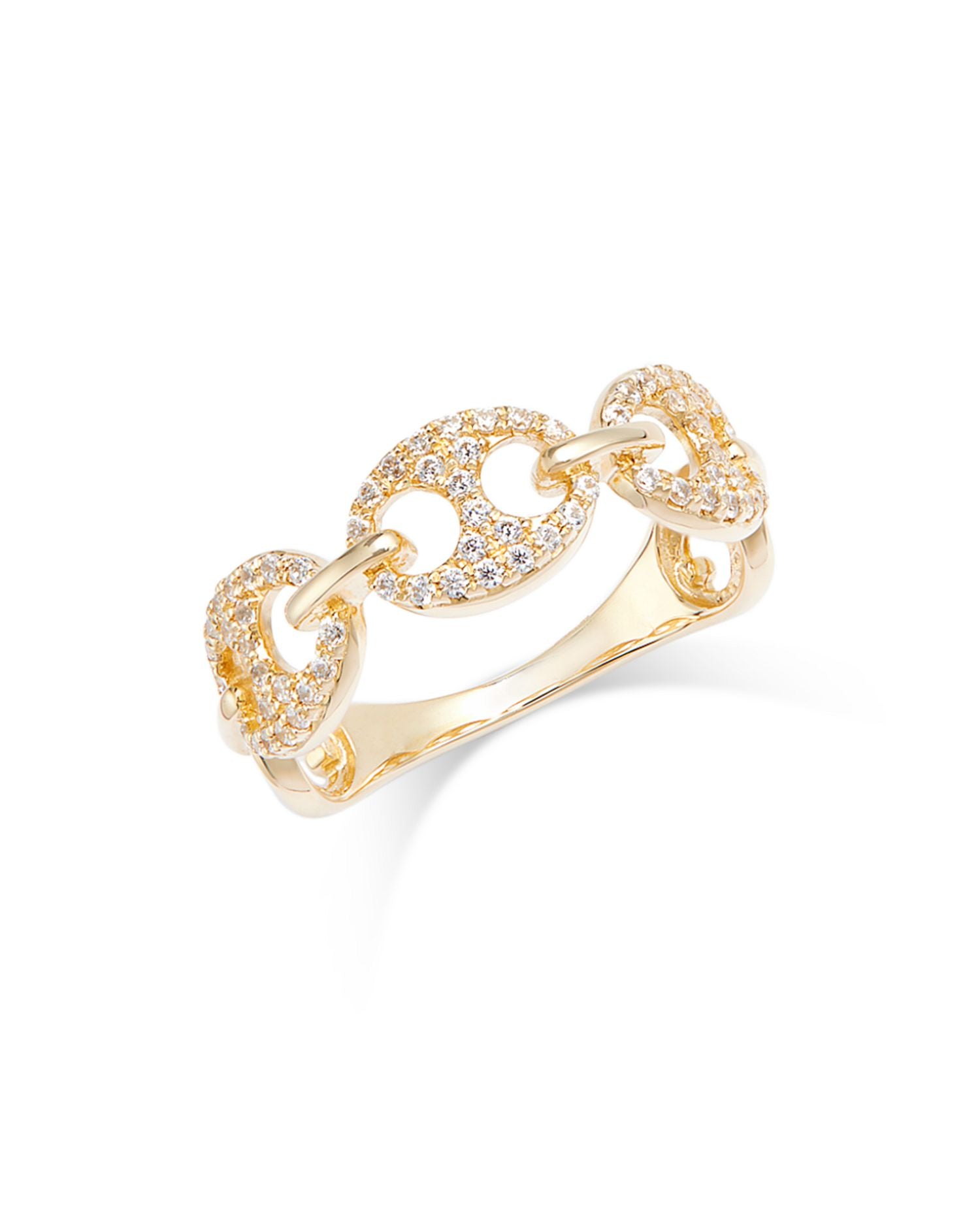Diamond Pavé Mariner Link Ring in 14K Yellow Gold, 0.30 ct. t.w.