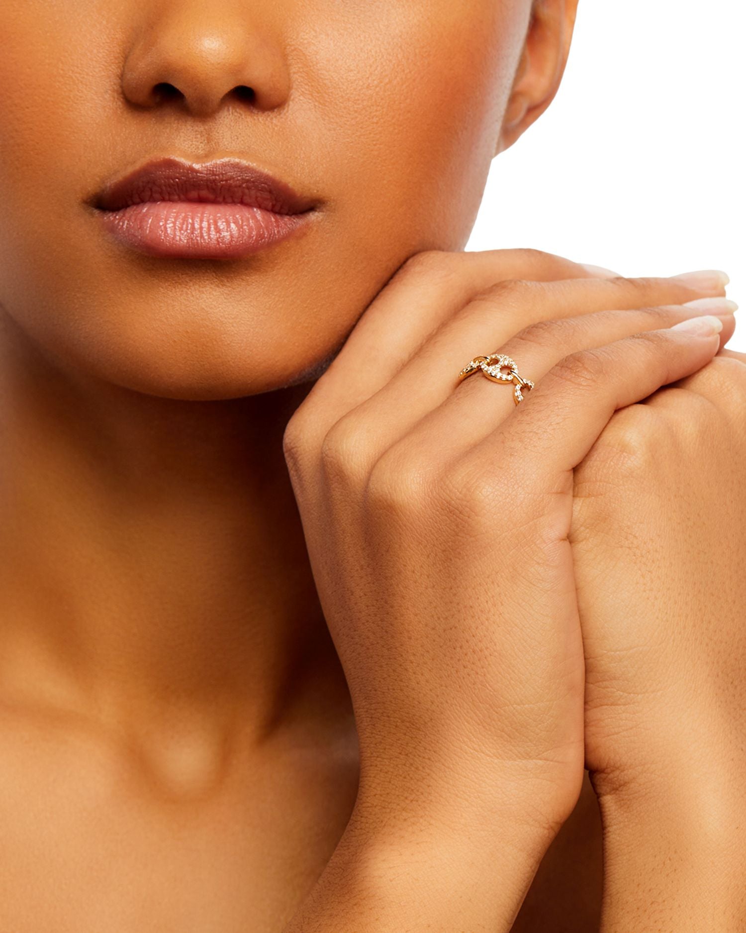 Diamond Pavé Mariner Link Ring in 14K Yellow Gold, 0.30 ct. t.w.