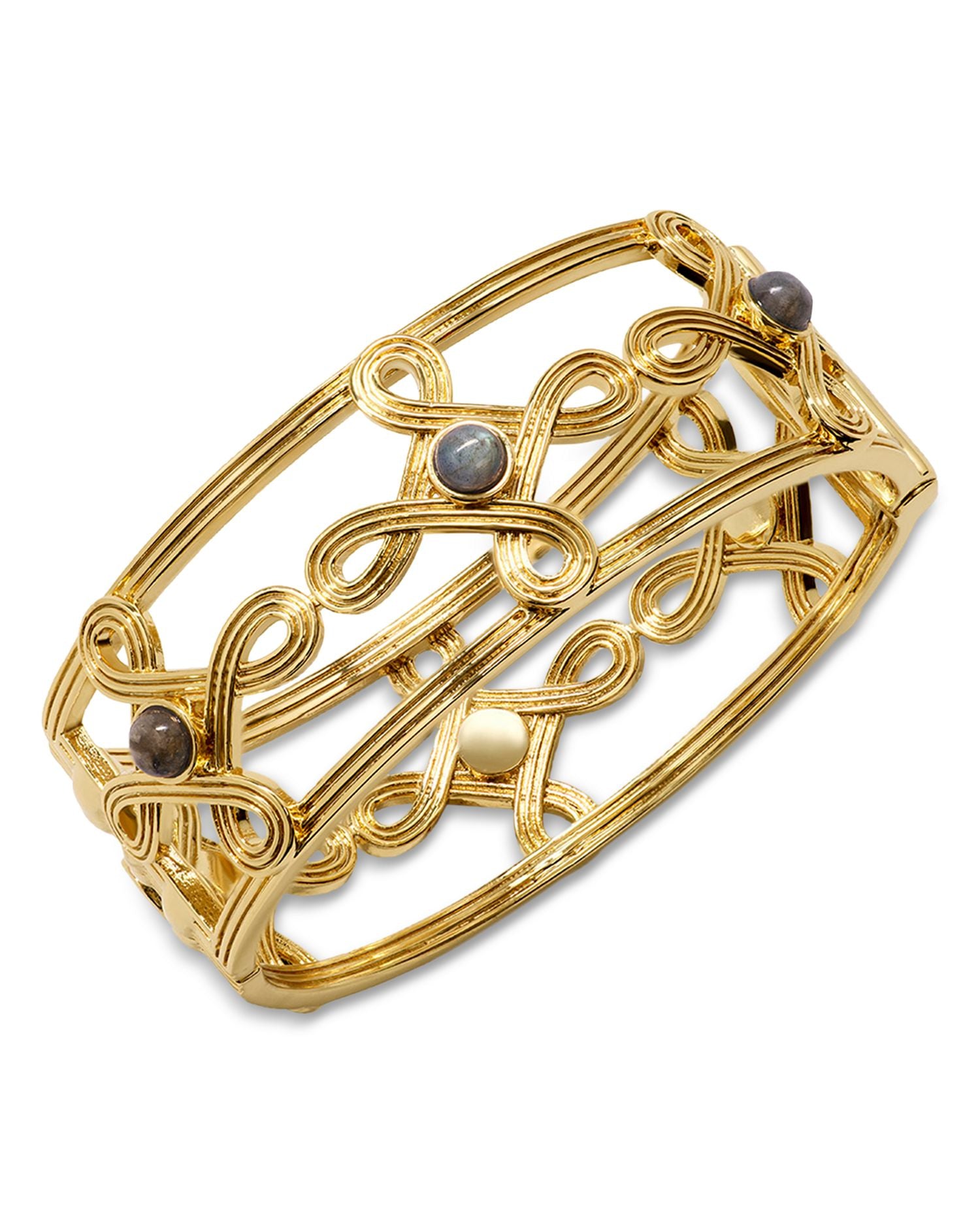 Monique Compass Hinged Bangle Bracelet in 18K Gold Plated