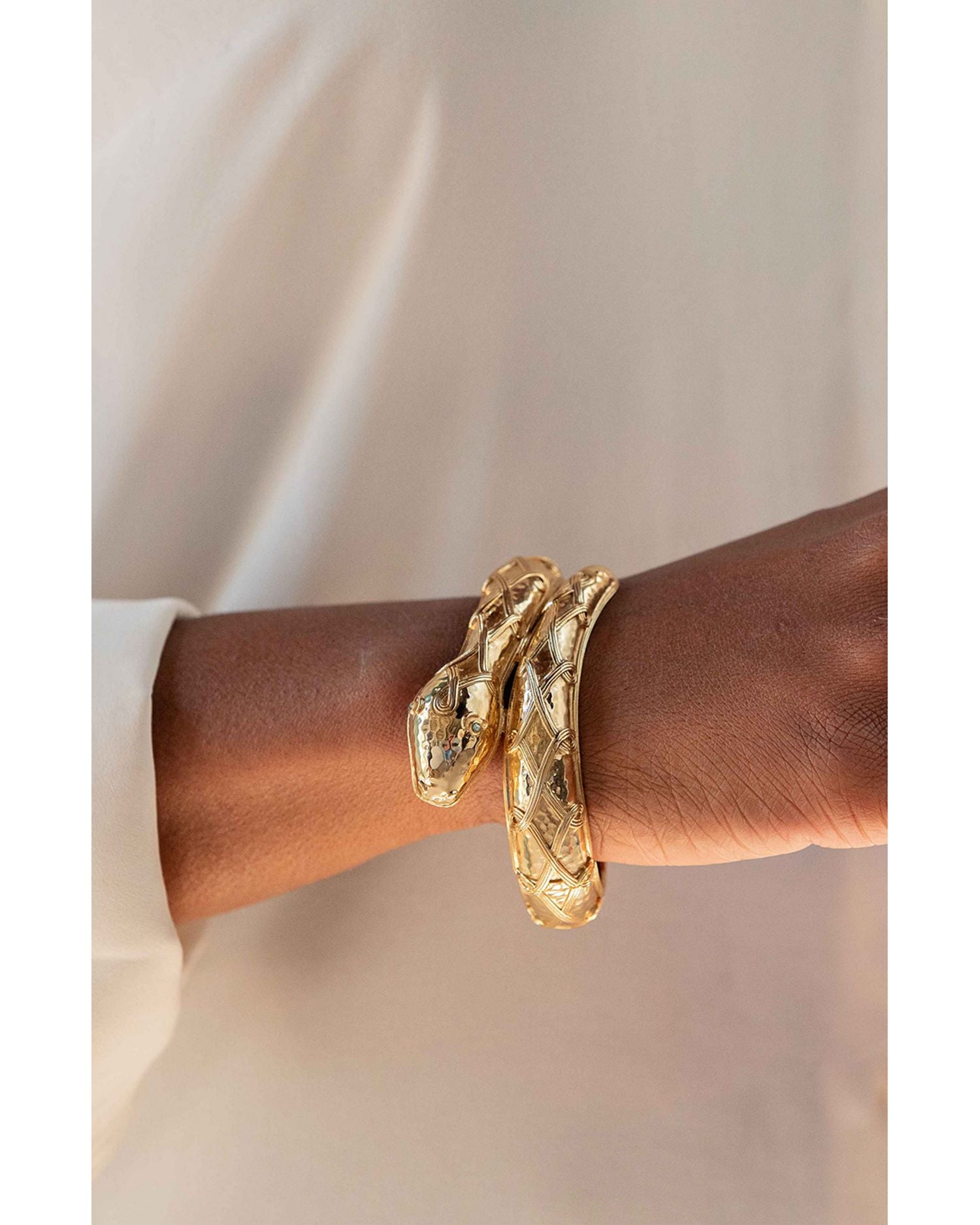 Earth Goddess Serpentina Bangle Bracelet in 18K Gold Plated