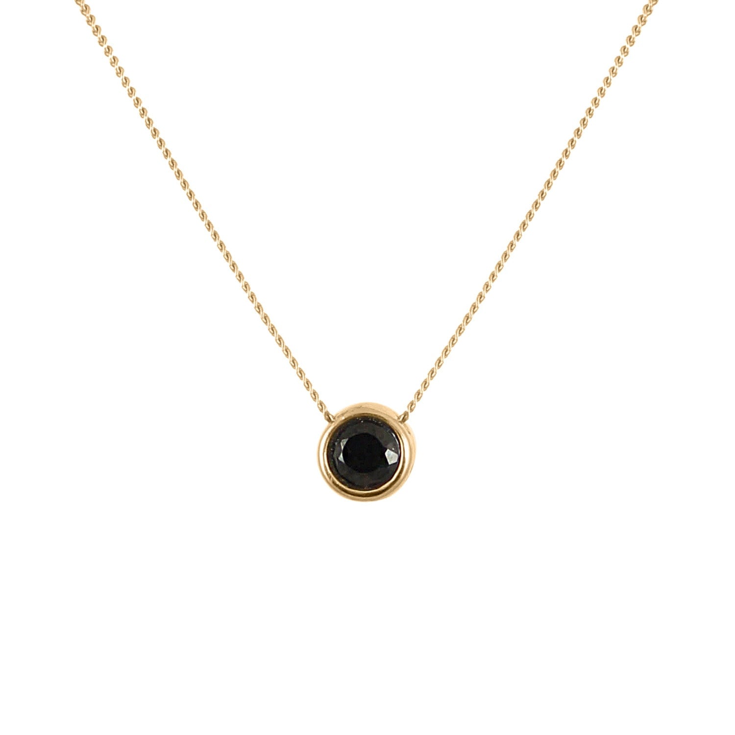 Black Spinnel Brilliant Cut Necklace - Gold