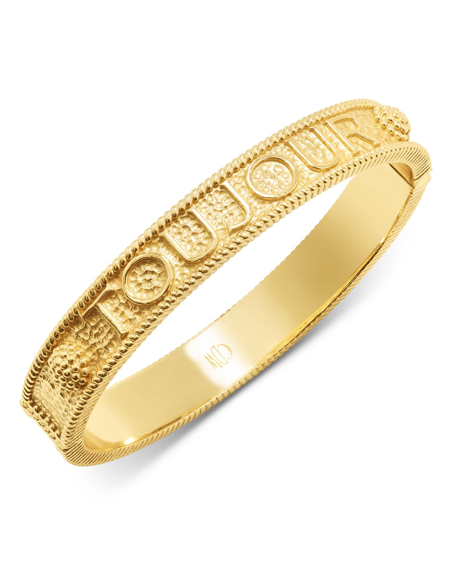 L'Amour Toujour Hinged Bangle Bracelet in 18K Gold Plated