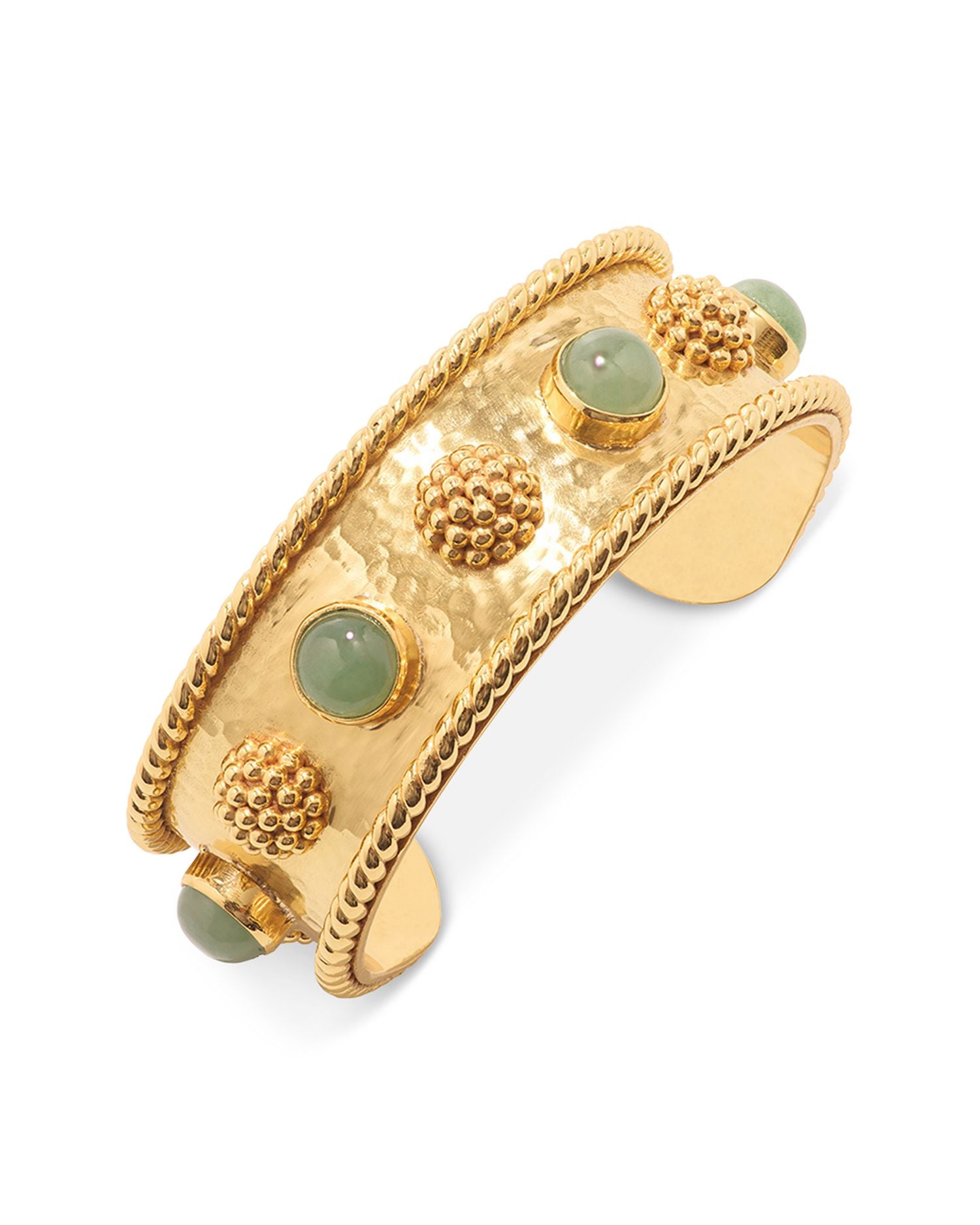 Berry & Jade Cuff Bracelet in 18K Gold Plated