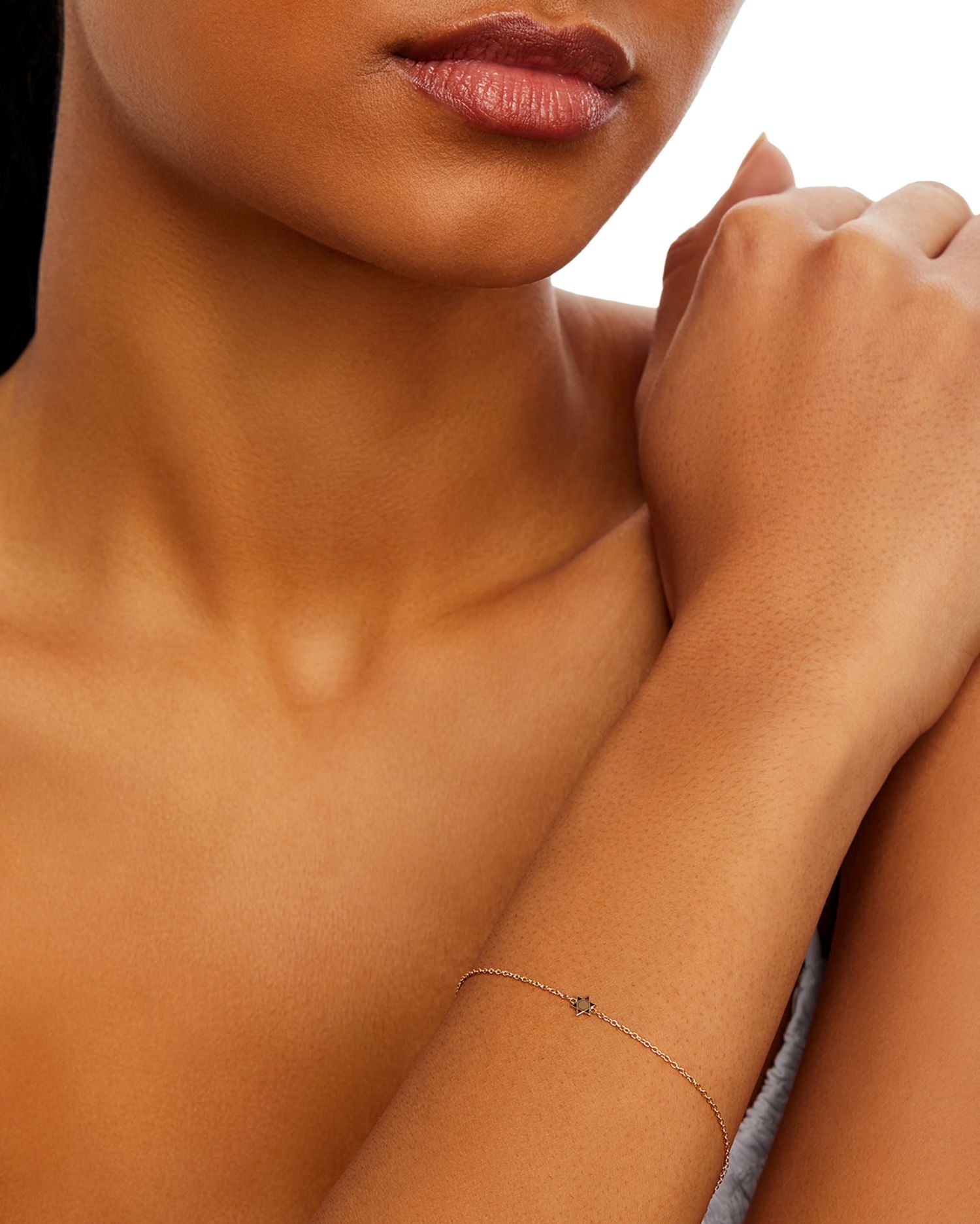 14K Yellow Gold Itty Bitty Symbols Star of David Disc Chain Bracelet