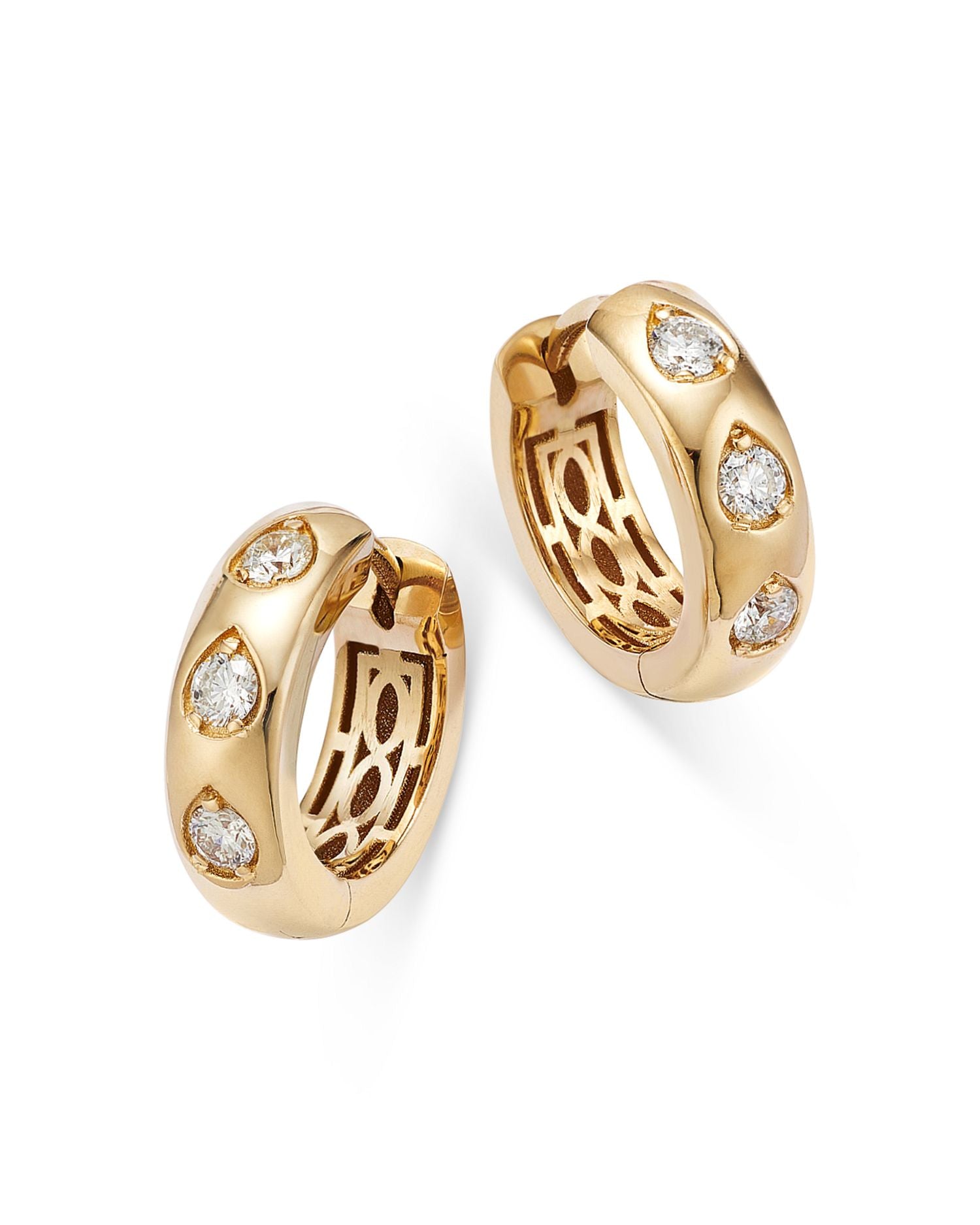Diamond Huggie Hoop Earrings in 14K Yellow Gold, 0.60 ct. t.w.