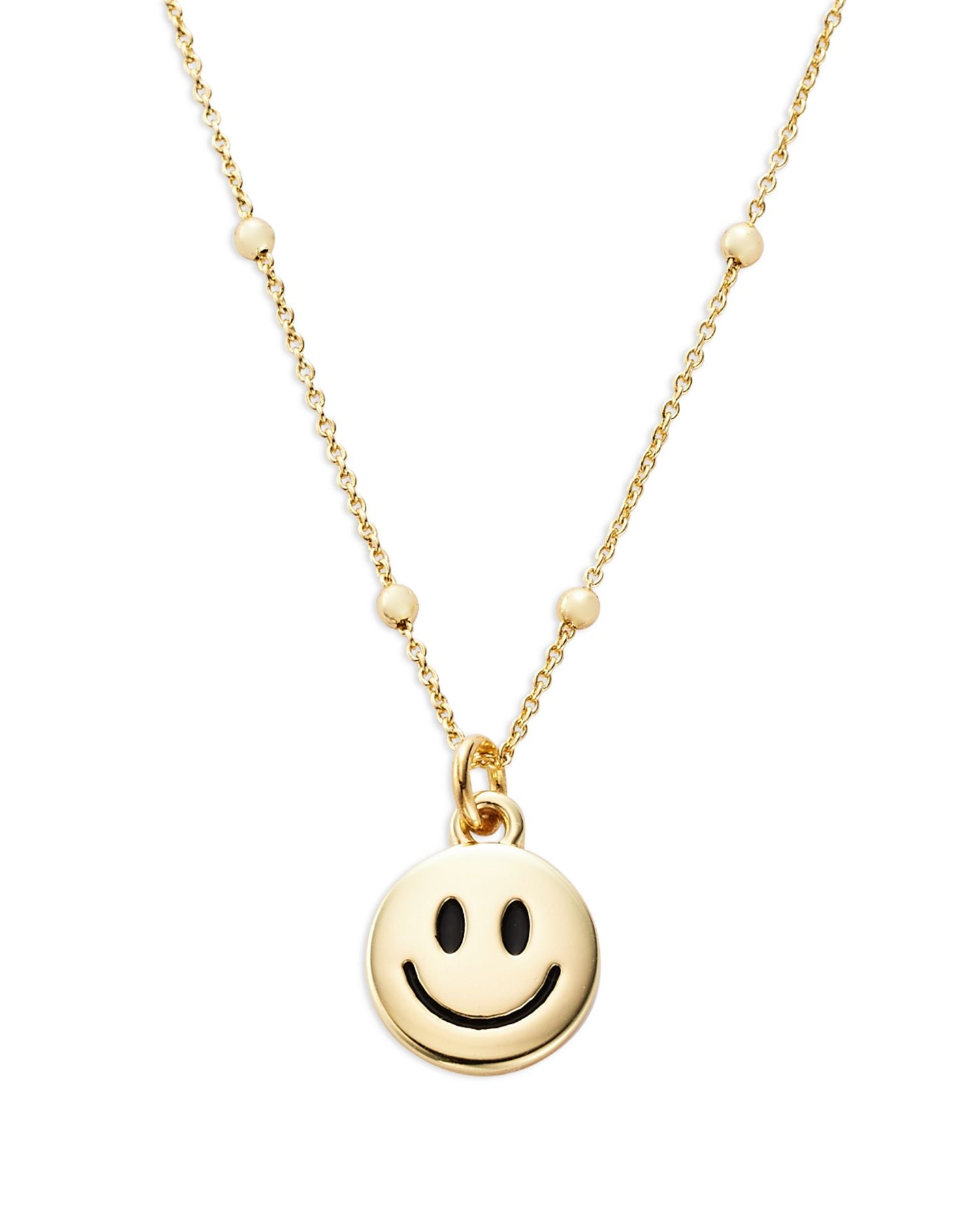 Smiley Face Pendant Necklace in 14K Gold Plated, 16'-18' - Exclusive